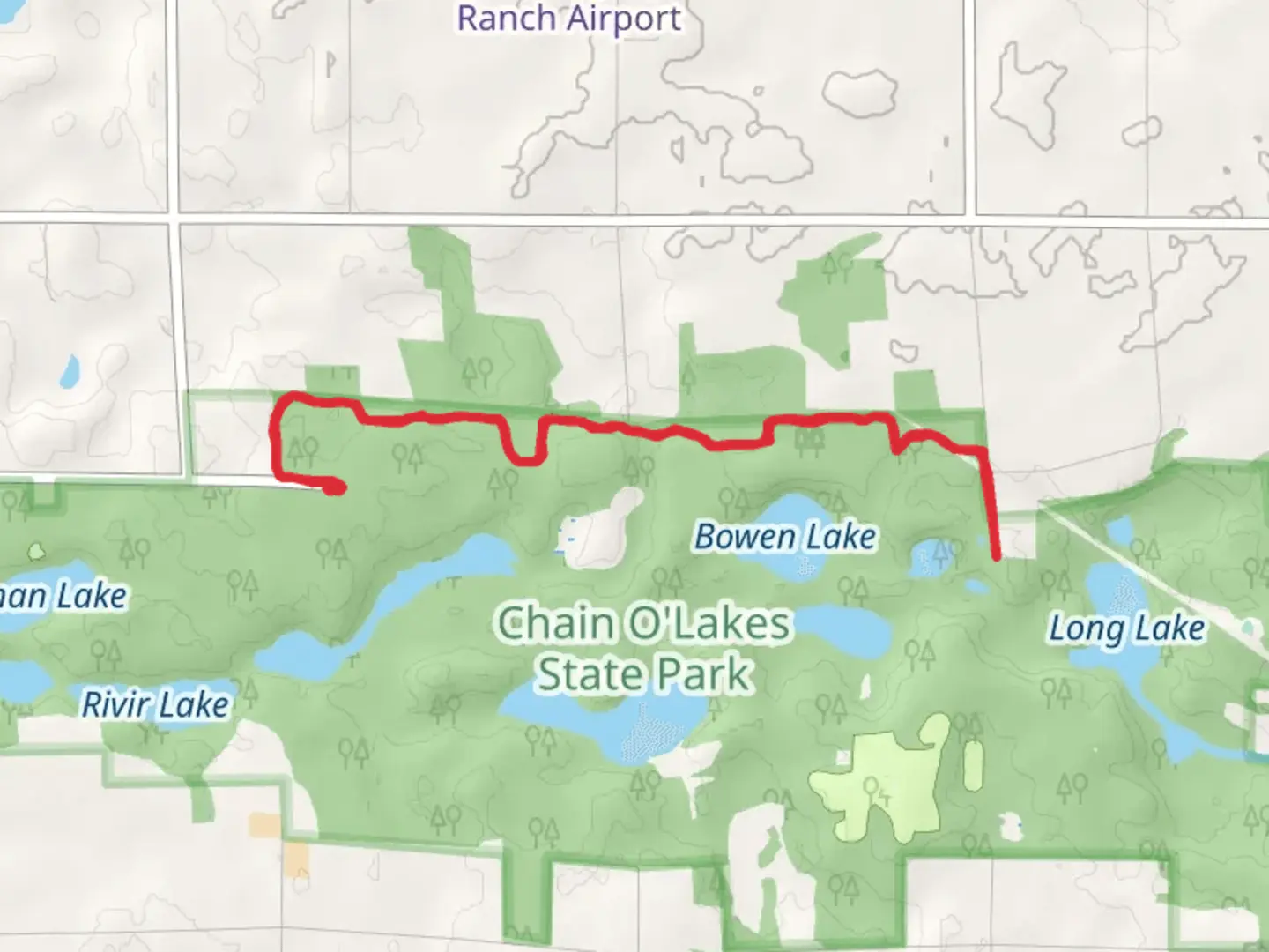 An image depicting the trail Finster Lakes Out and Back and its surrounding area.