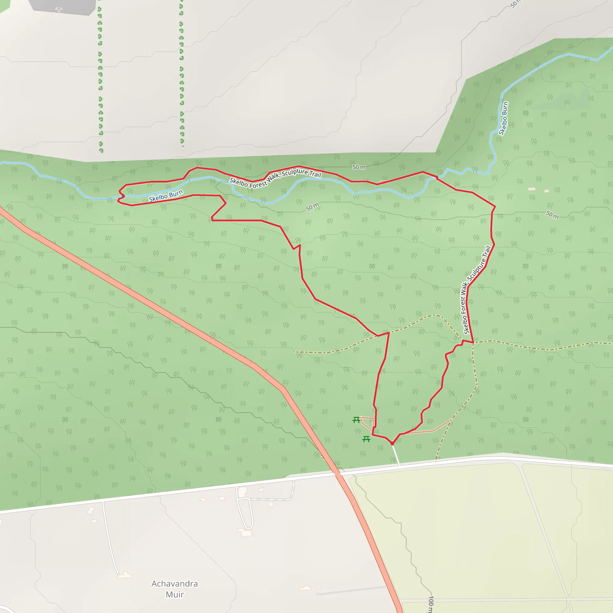 Skelbo Wood Loop Trail mobile static map