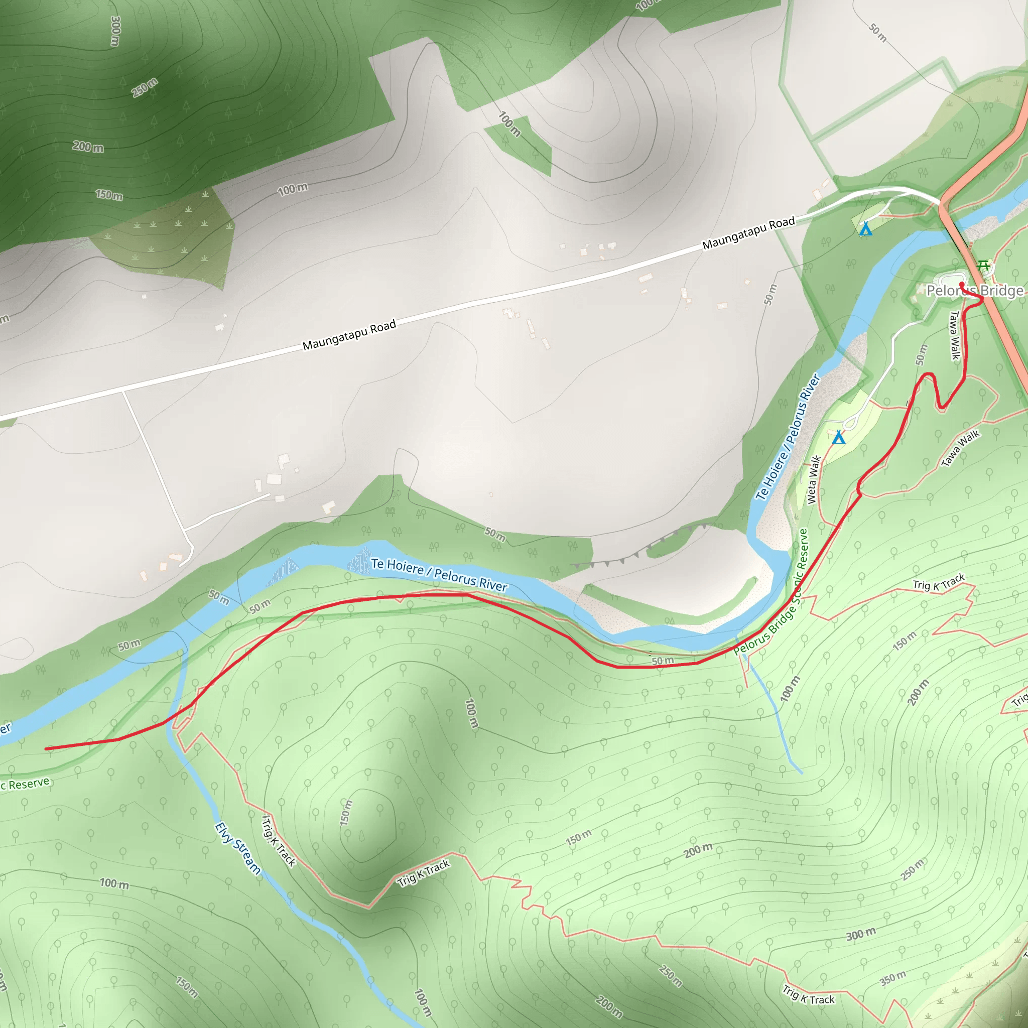 Elvy Waterfalls Track mobile static map