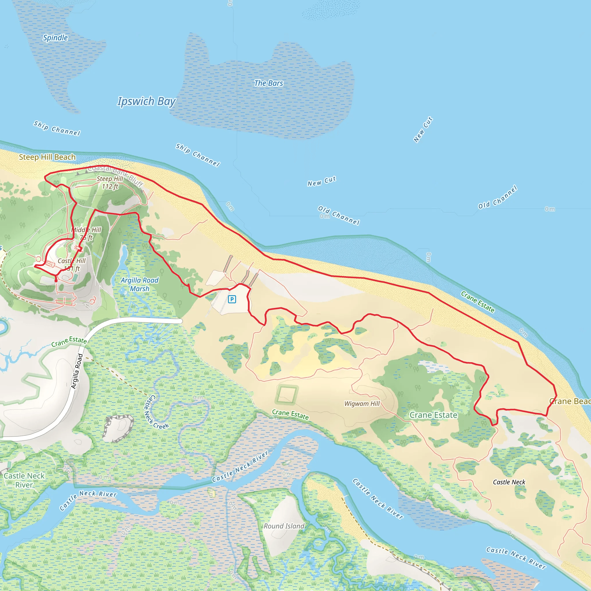 Crane Beach Loop via The Back Ave mobile static map