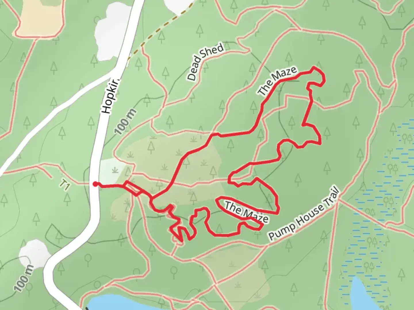 An image depicting the trail The Maze Loop and its surrounding area.