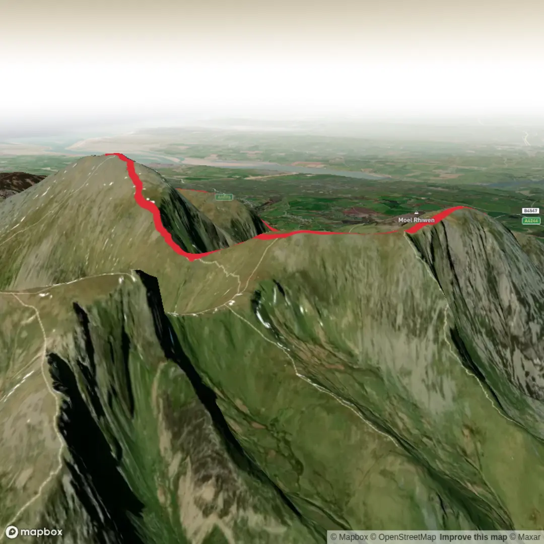 An image depicting the trail Marchlyn Mawr Horsehsoe and its surrounding area.
