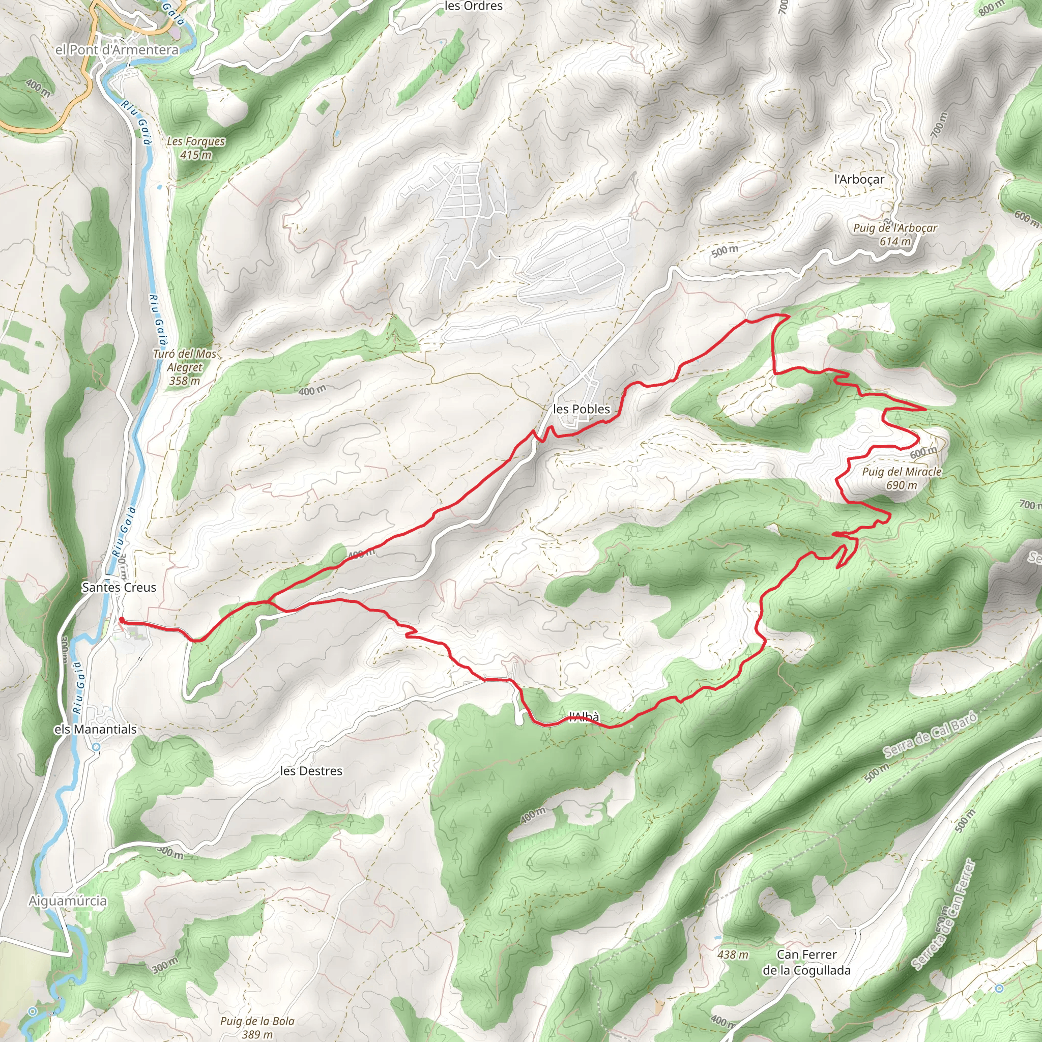 Path of Santes Creus PR C 8 mobile static map