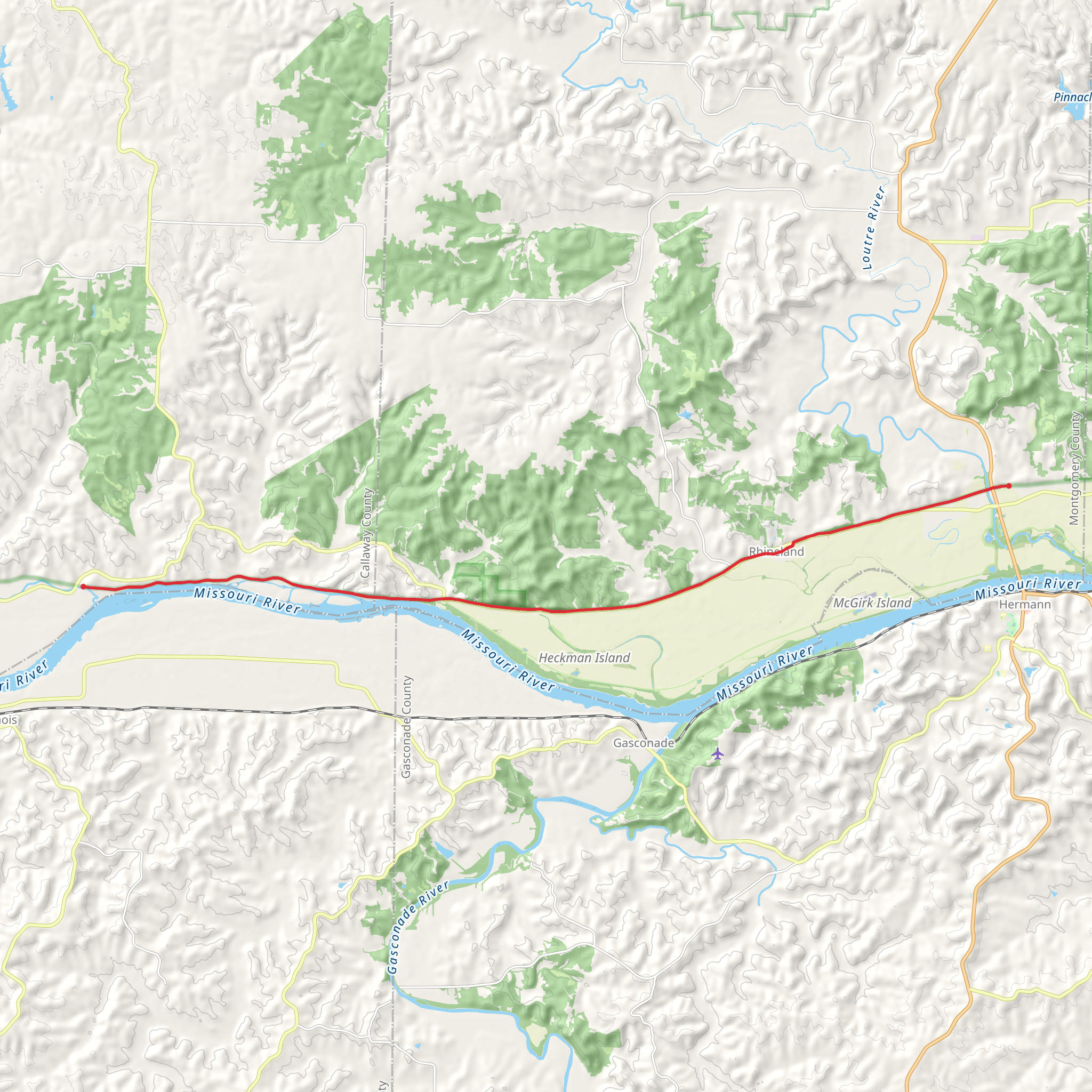 Katy Trail mobile static map