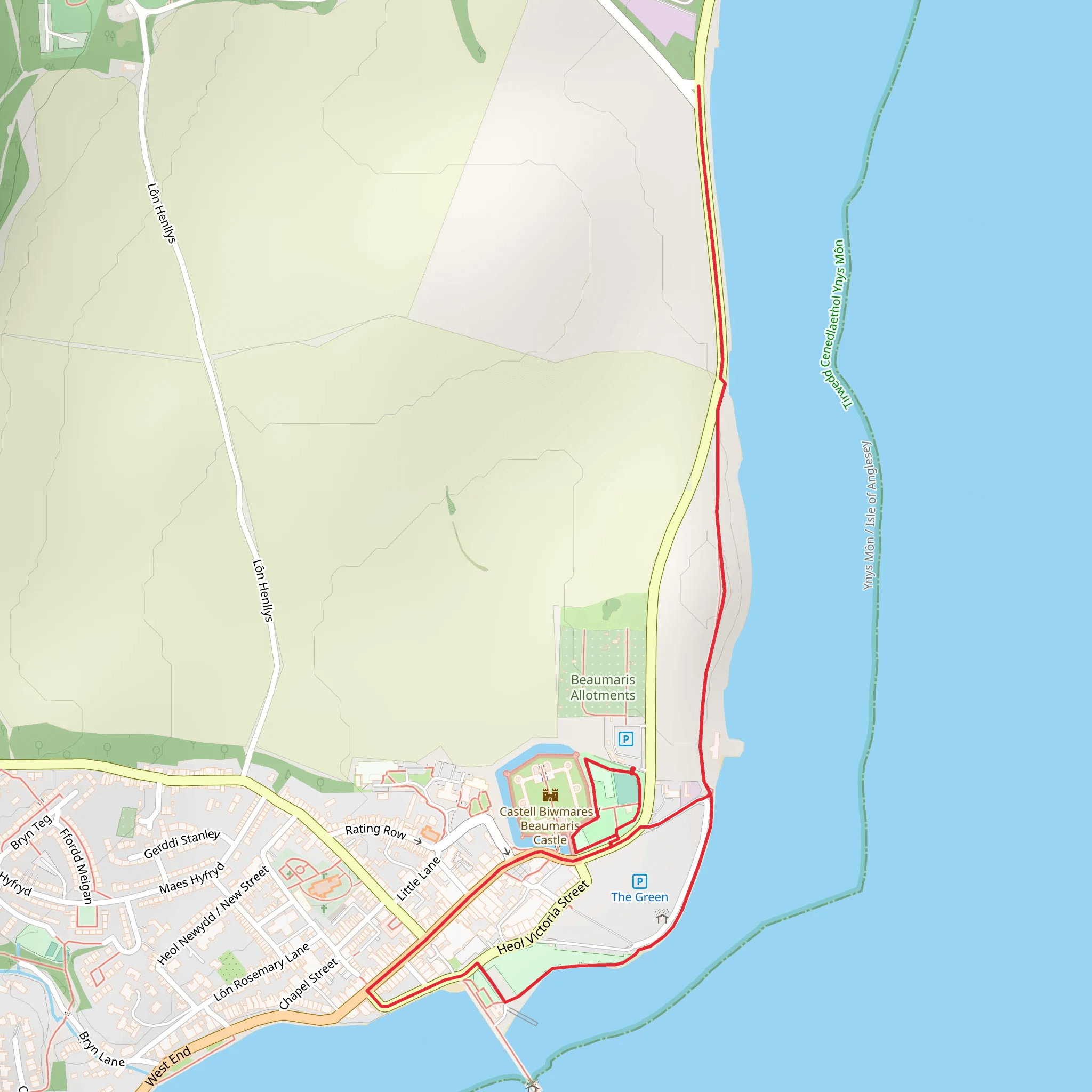 Beaumaris Castle and Coast Loop mobile static map