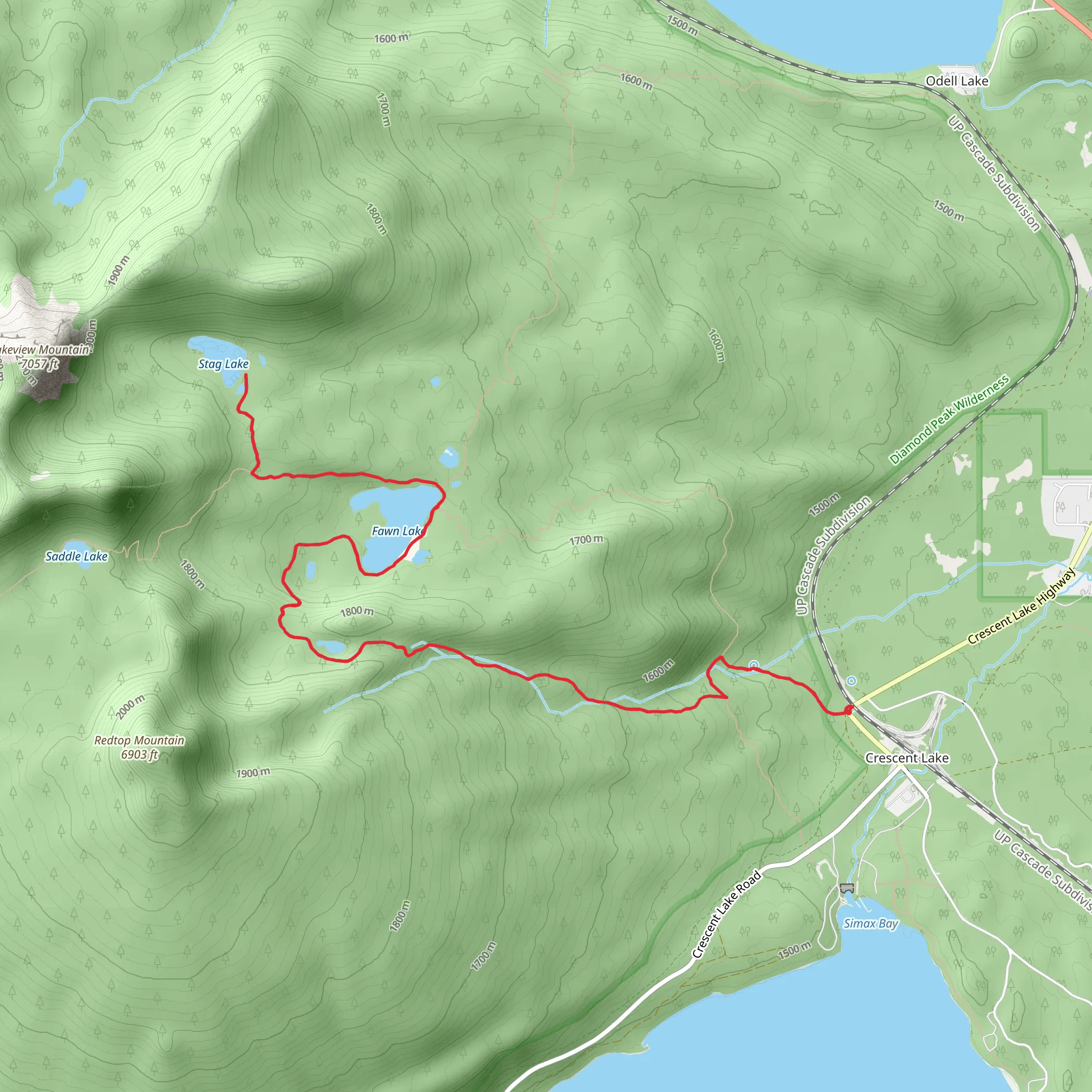 Fawn Lake, Stag Lake and Pretty Lake mobile static map