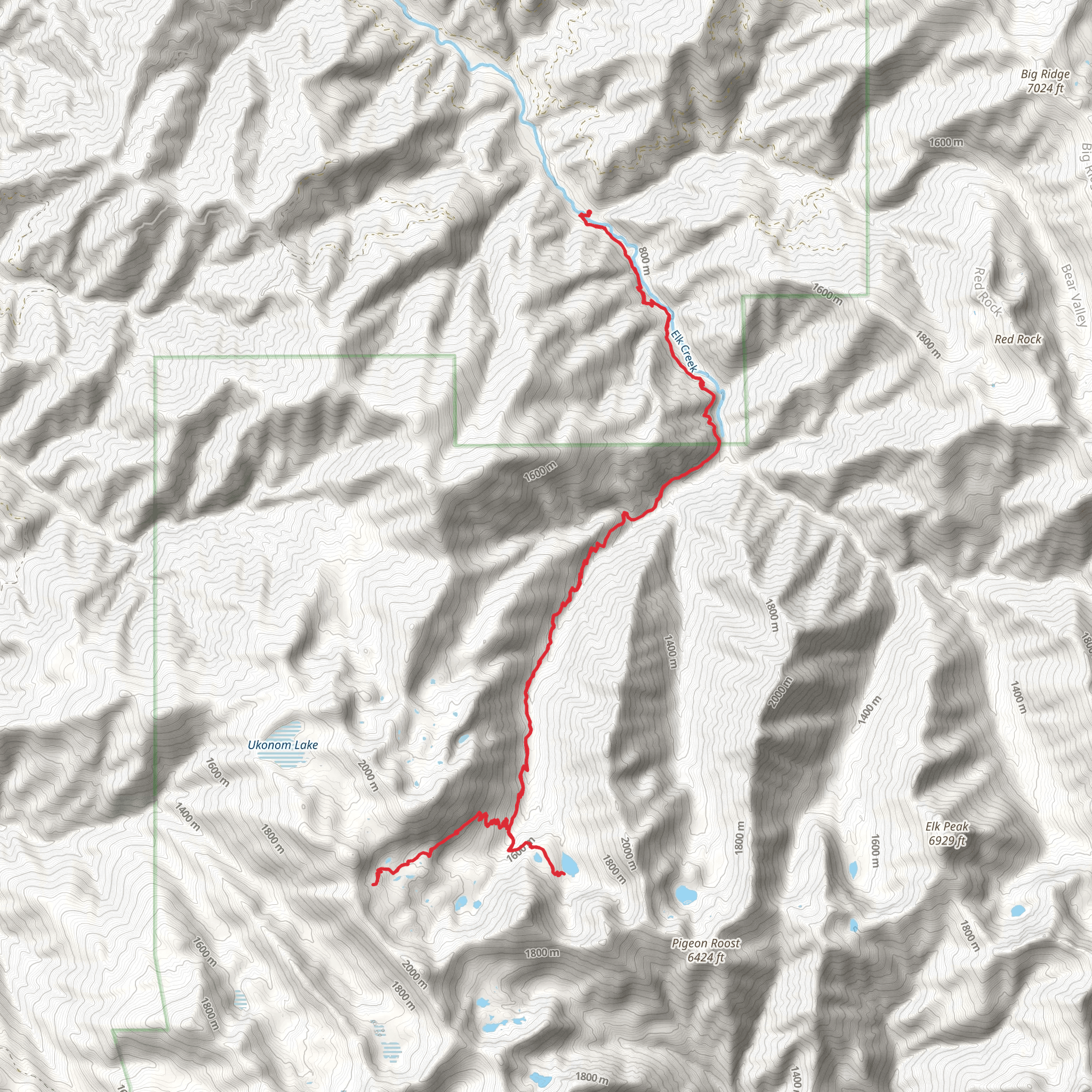 Granite Creek and Blue Granite Lake via Elk Creek Trail mobile static map
