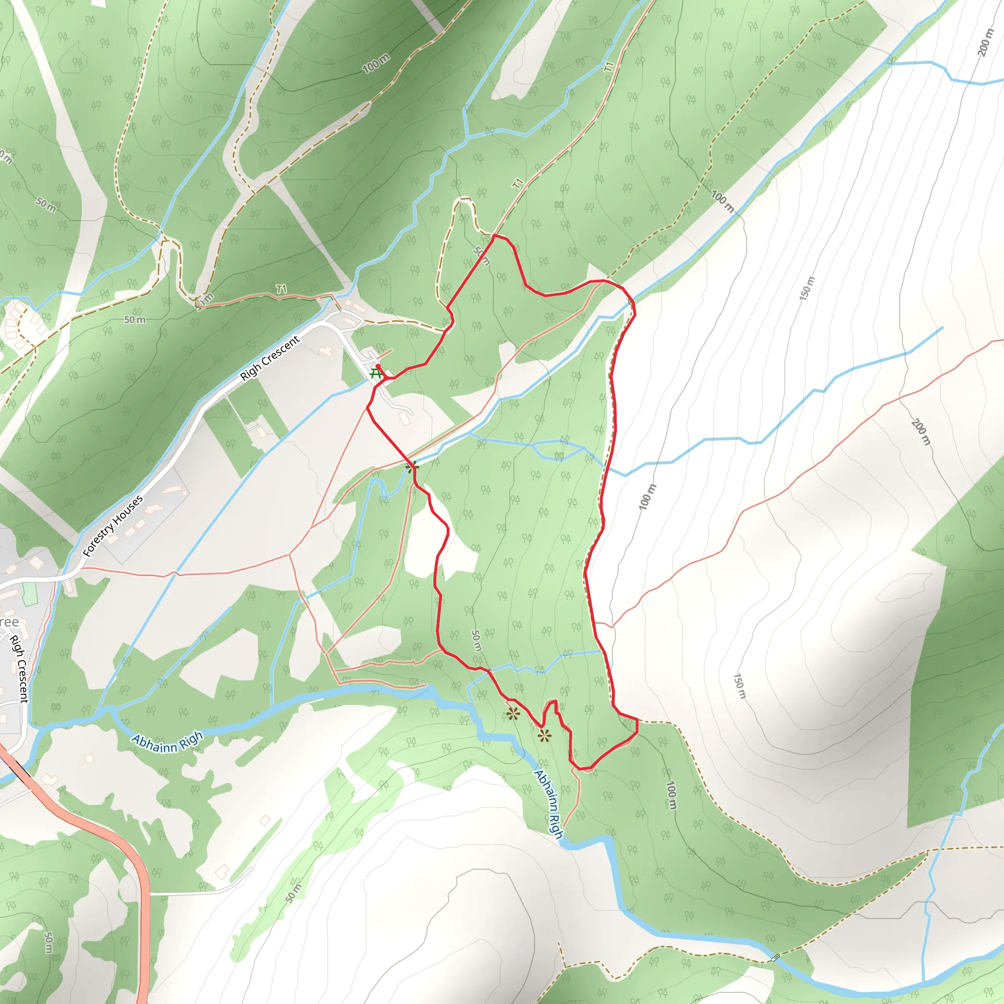 Inchree Waterfalls Loop Trail mobile static map