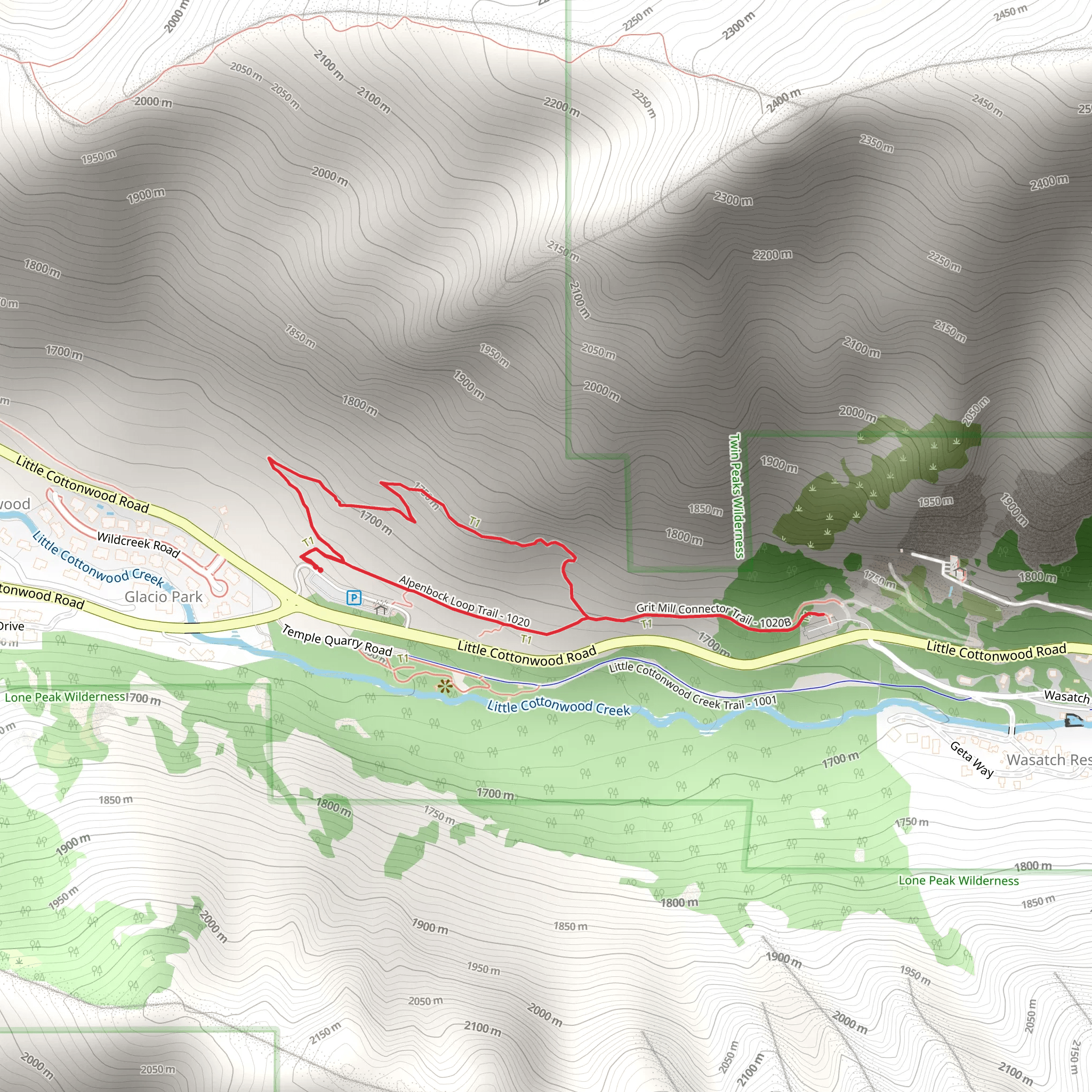 Alpenbock Loop Trail and Grit Mill Connector Trail mobile static map