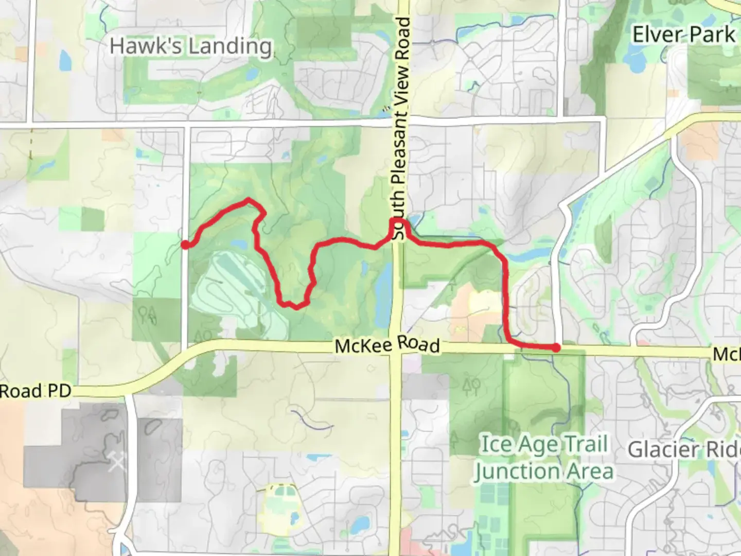 An image depicting the trail Ice Age Trail from Woods Road and its surrounding area.