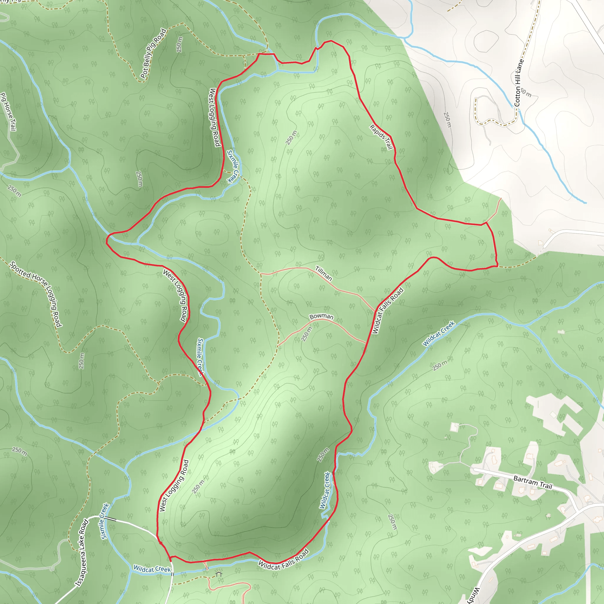 Wildcat Falls Road and Rapids Loop Trail mobile static map
