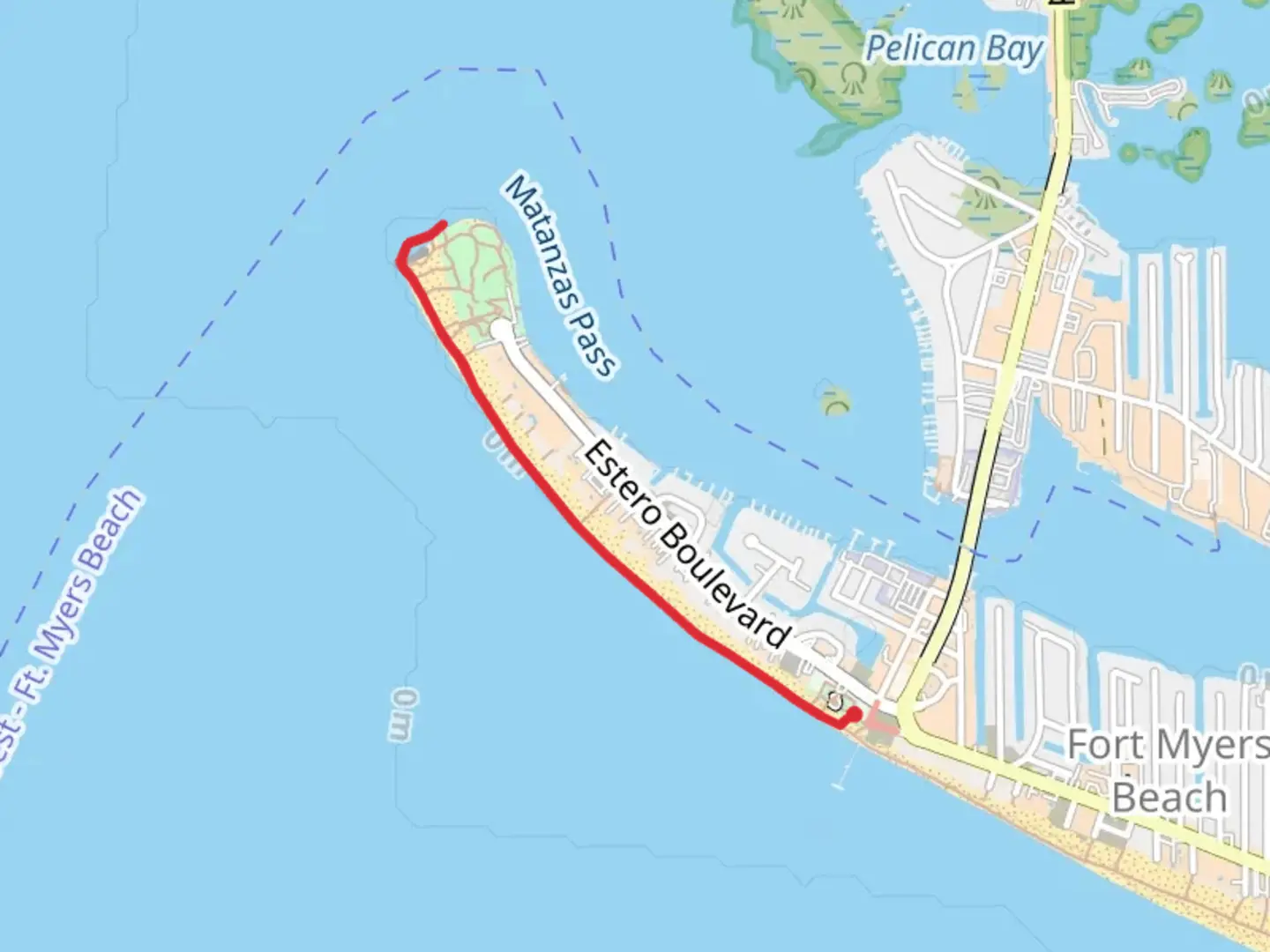 An image depicting the trail Fort Myers Beach and Bowditch Point Park and its surrounding area.