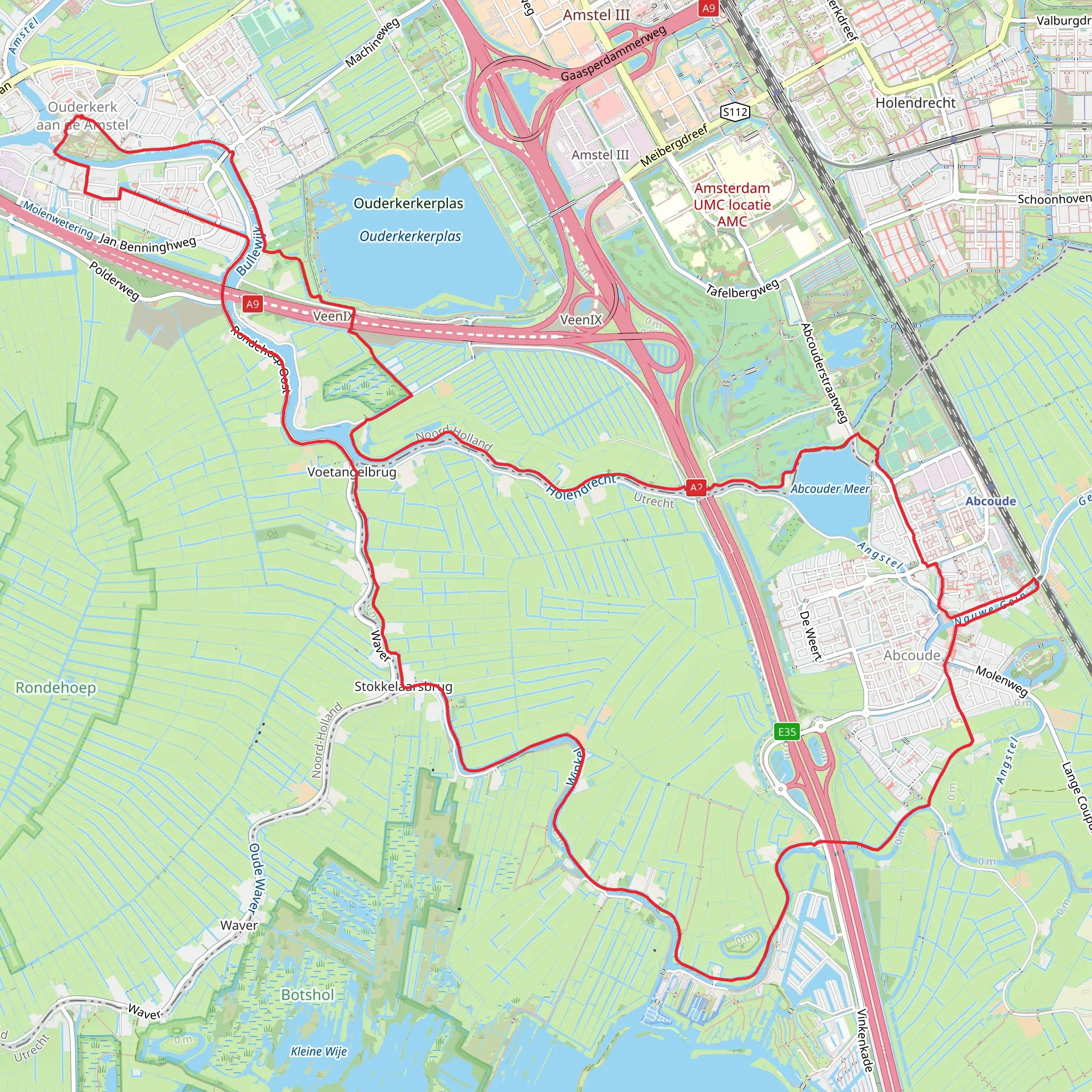Abcouder Meer, Fort aan de Winkel and Voetangelbrug via Holendrechtroute mobile static map