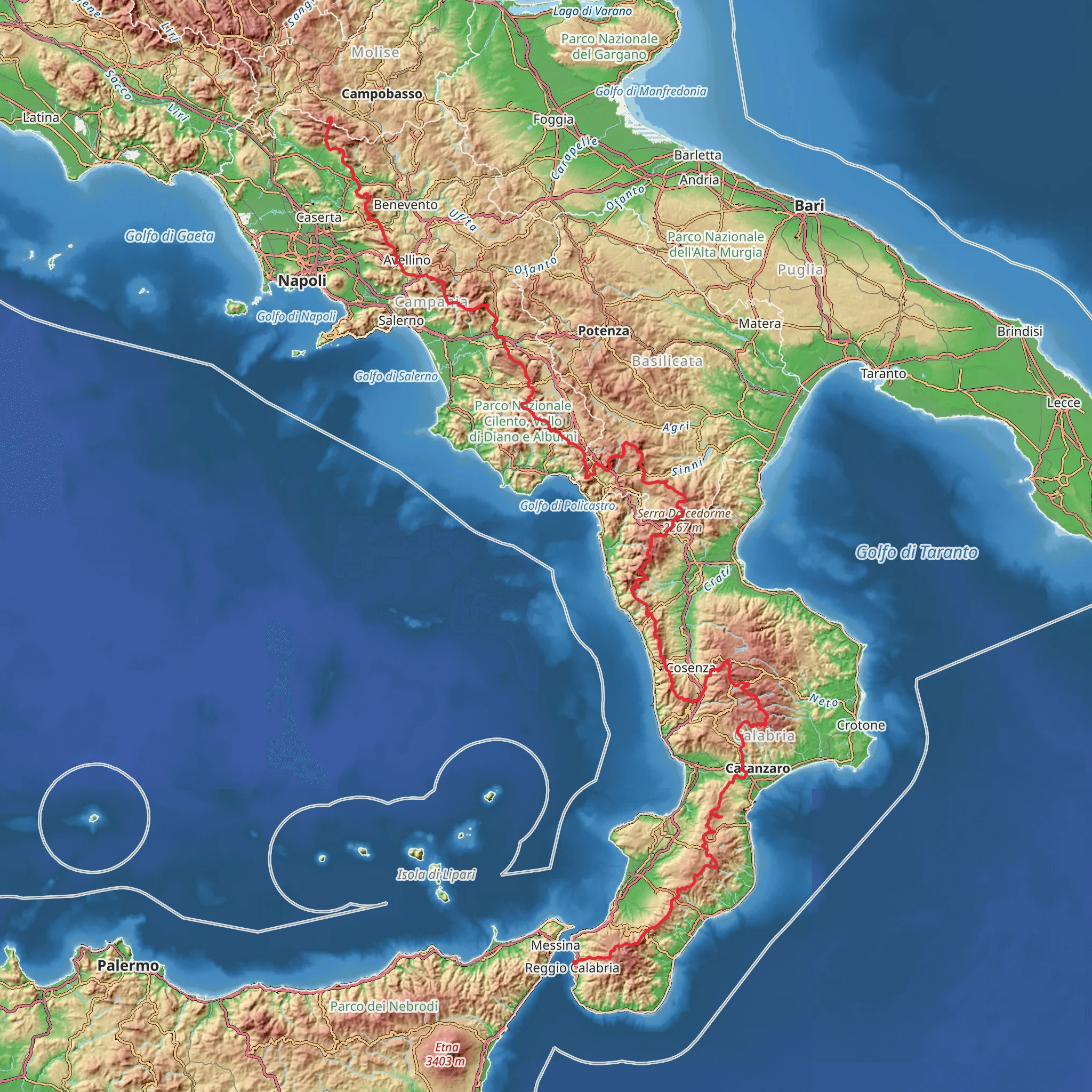 Sentiero Italia - Calabria Section mobile static map