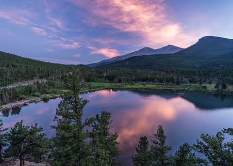 An image depicting the trail Storm Pass Trail from Lily Lake and its surrounding area.
