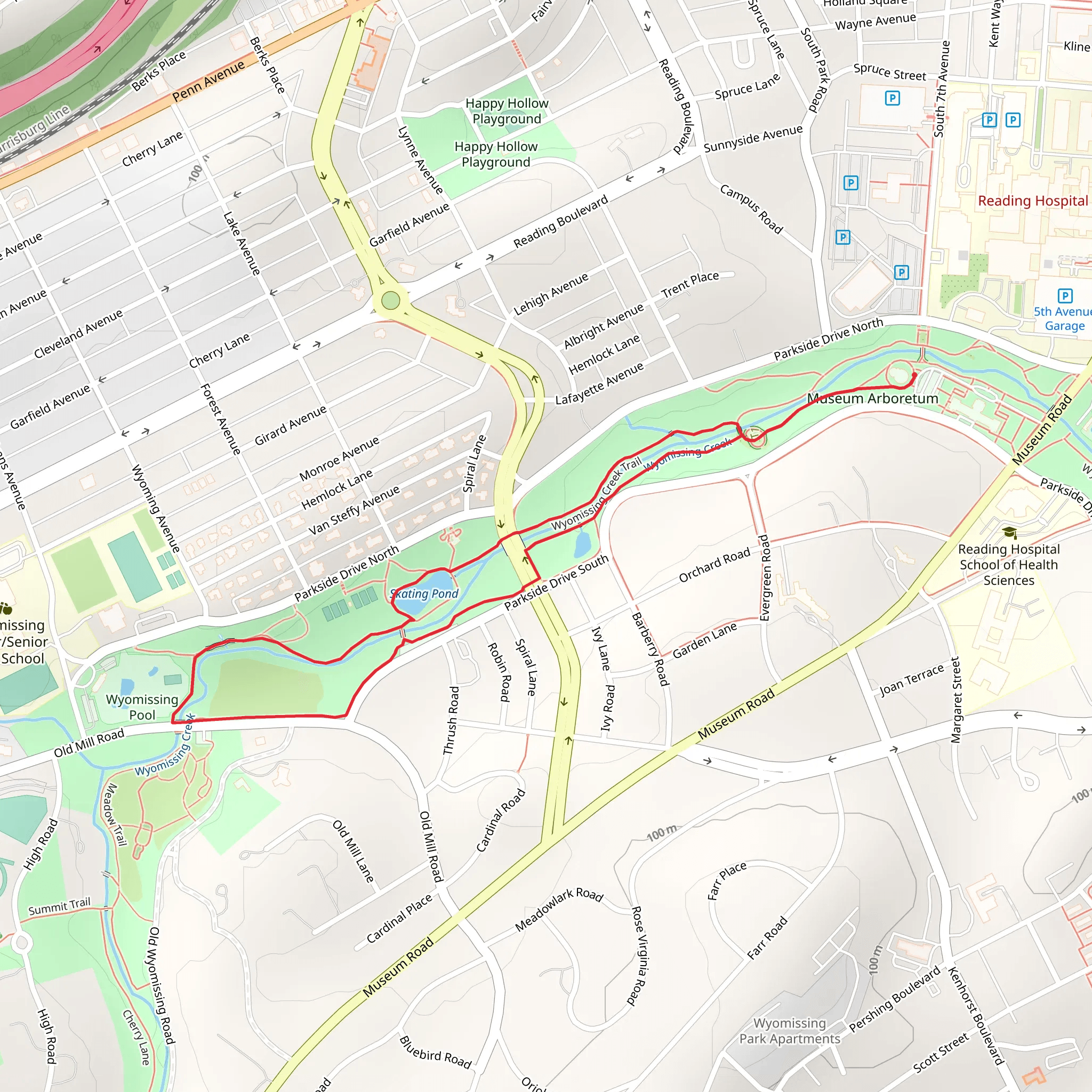 Stone House Pond and Wyomissing Creek Loop mobile static map