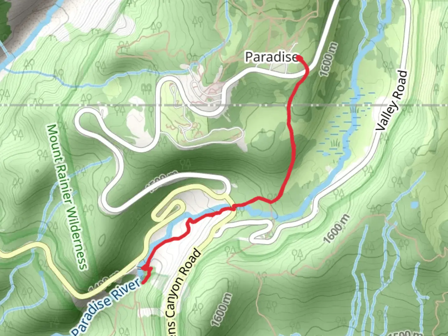 An image depicting the trail Narada Falls Trail and its surrounding area.