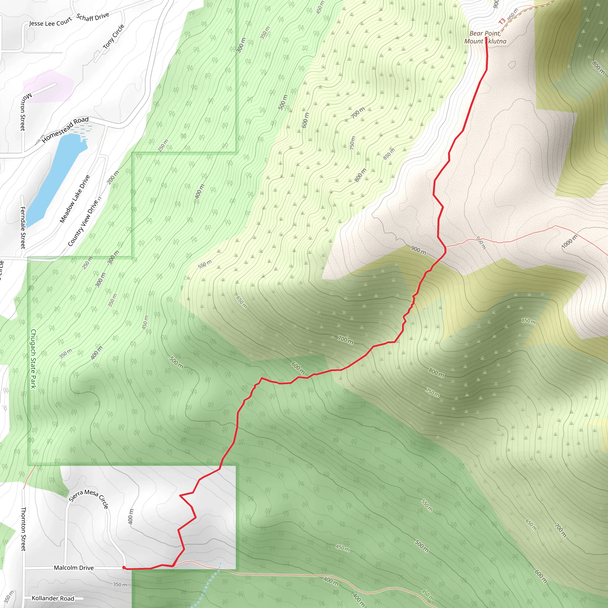 Bear Point-Mt Eklutna from Malcolm Drive mobile static map