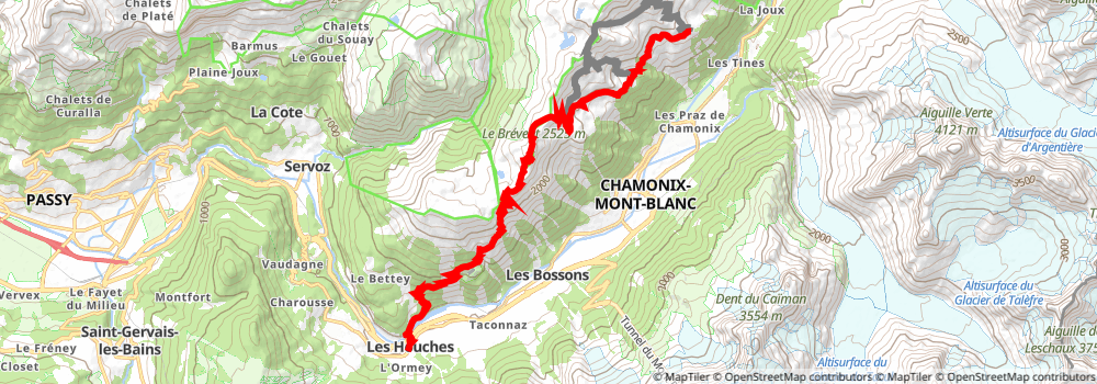 Tour du Mont Blanc stage 11 Map