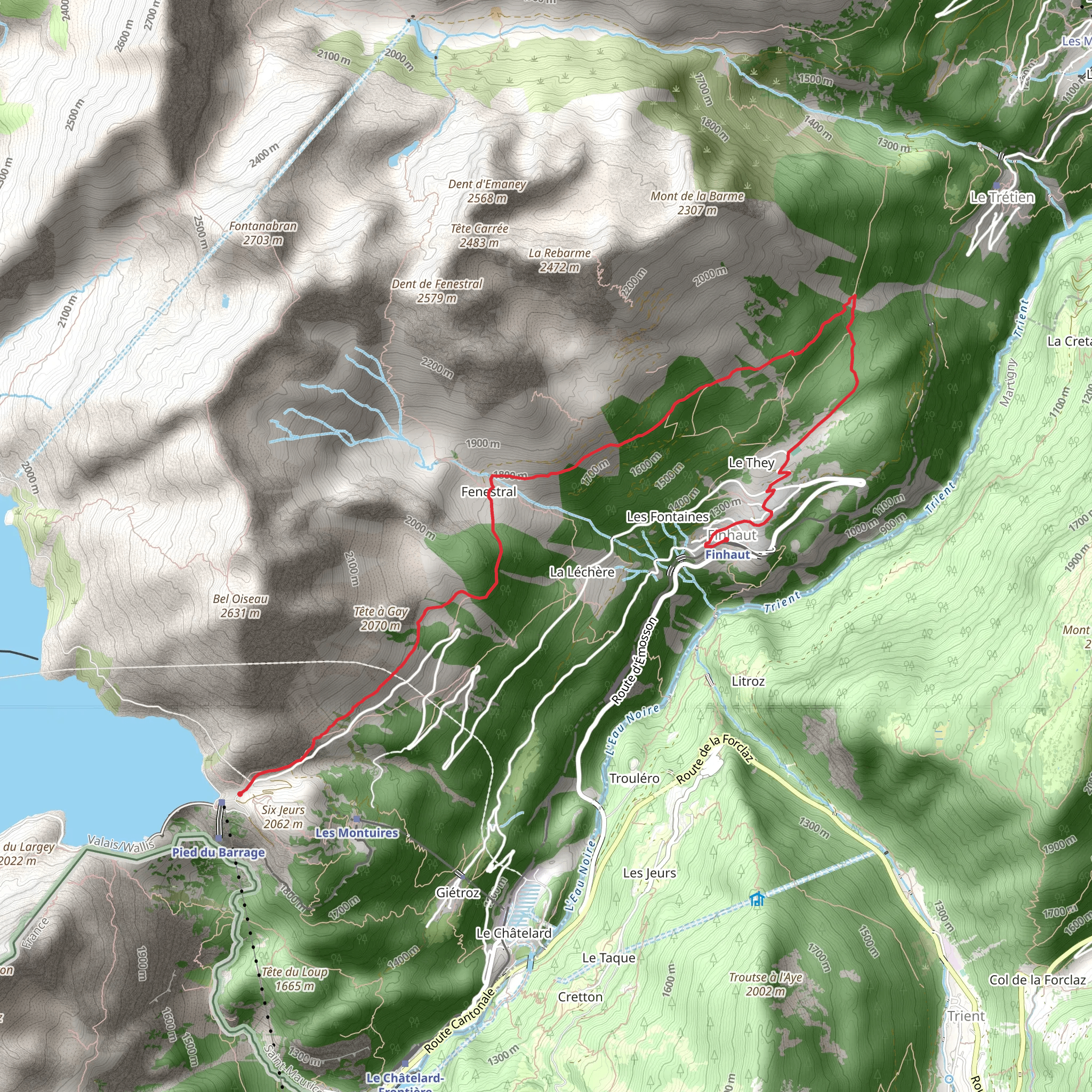 Sentier du Balcon du Mont-Blanc mobile static map