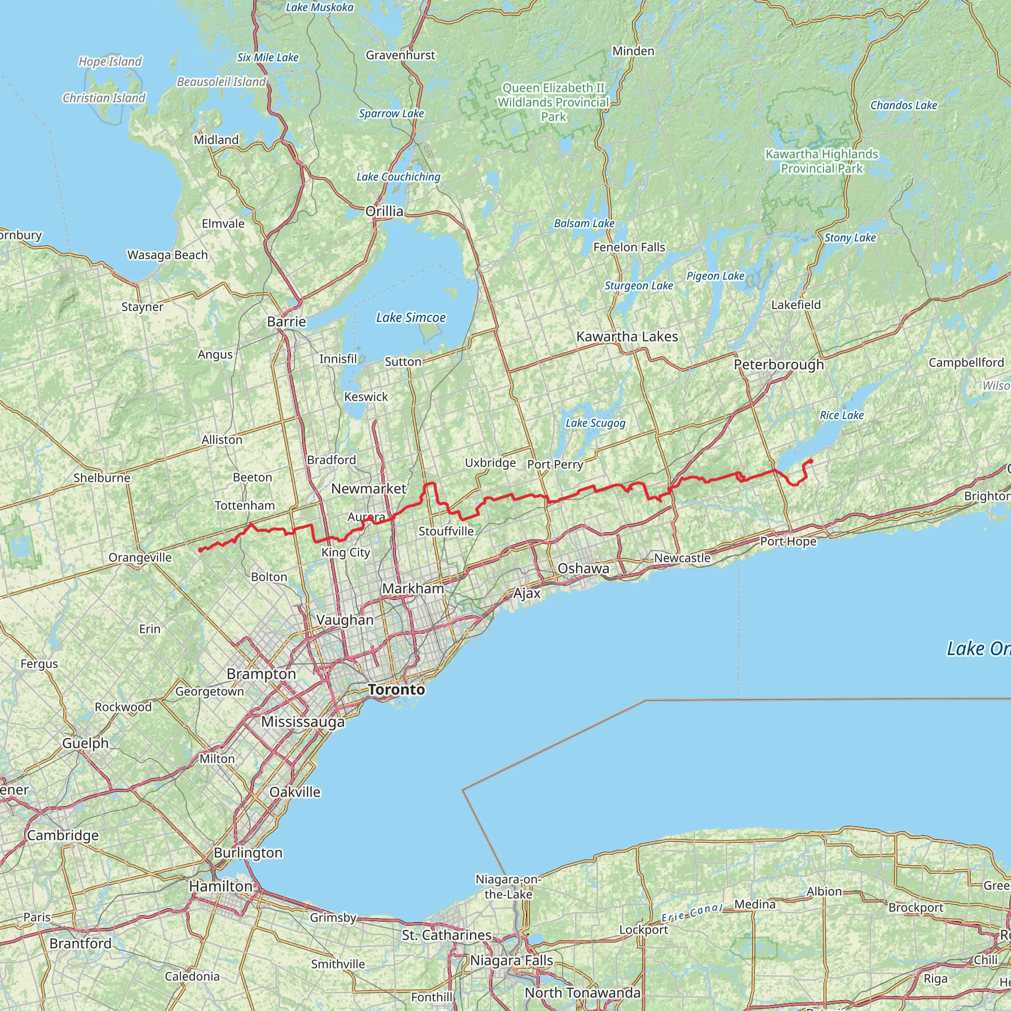 Oak Ridges Trail mobile static map