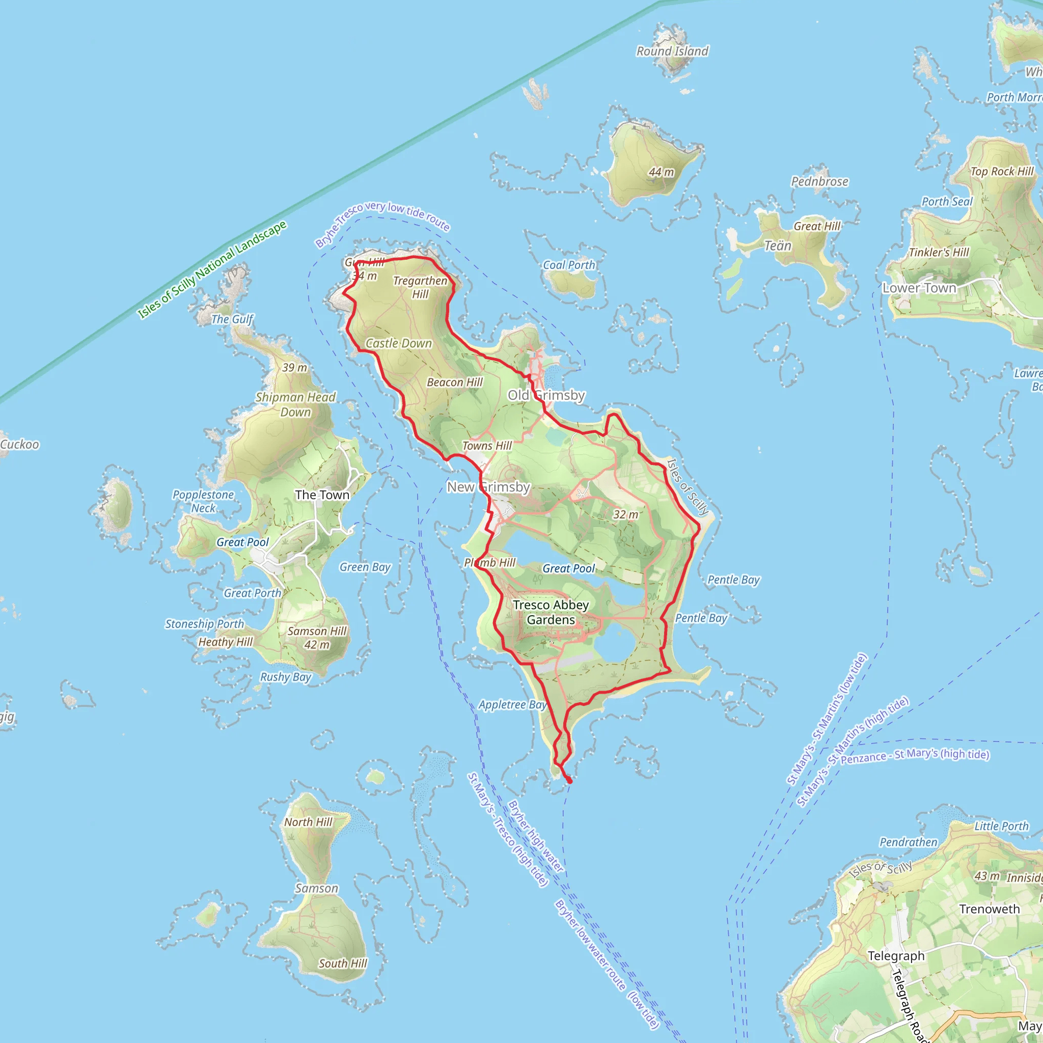Tresco Circular Walk mobile static map