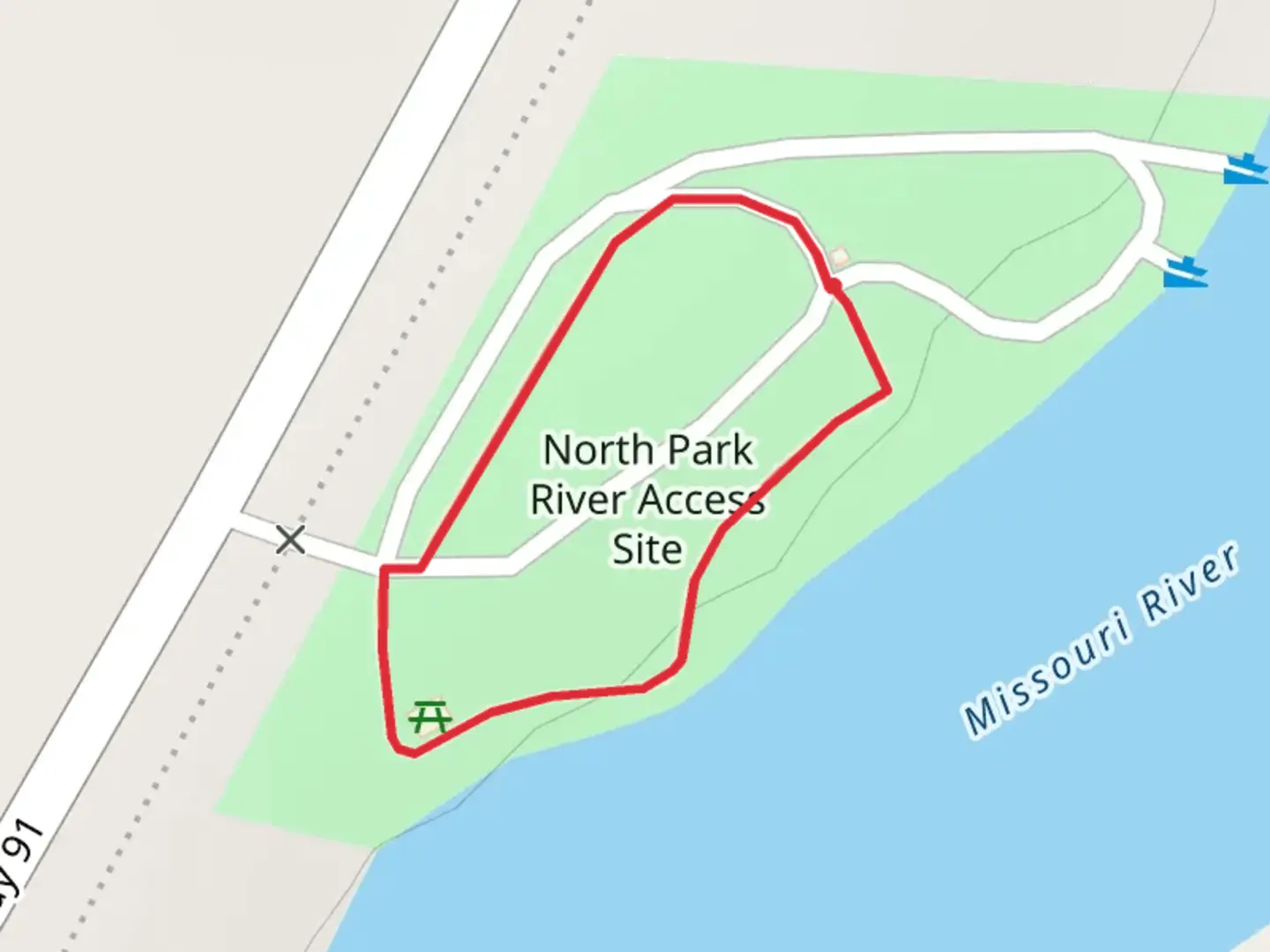 An image depicting the trail North Park River Access Site Loop and its surrounding area.