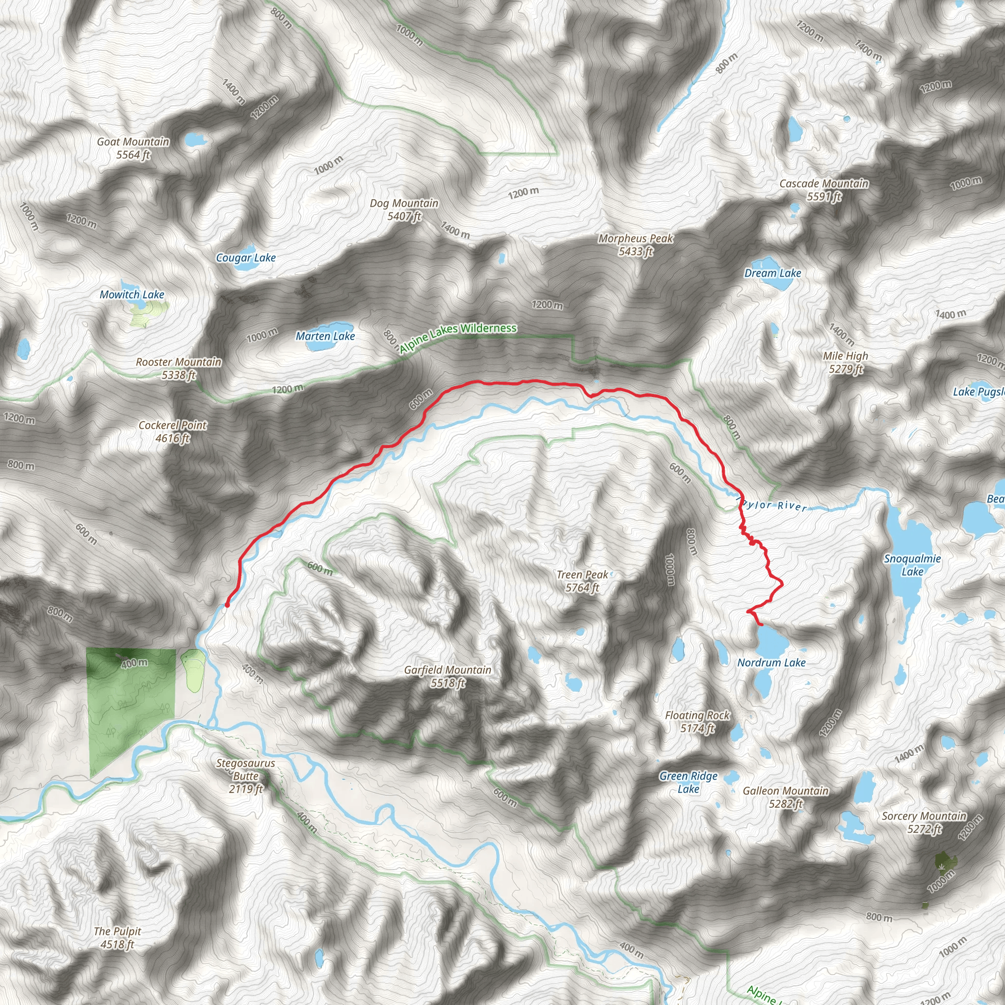 Nordrum Lake via Snoqualmie Lake Trail mobile static map