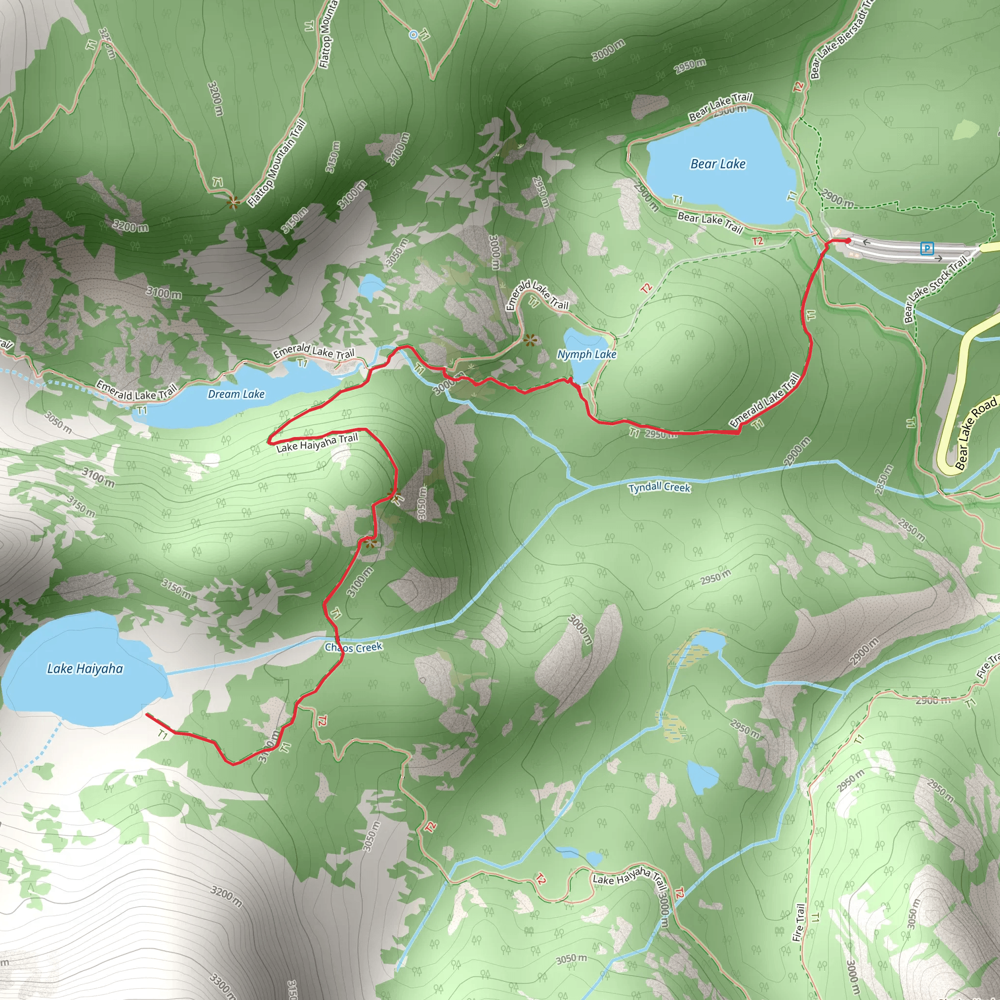 Lake Haiyaha Trail mobile static map