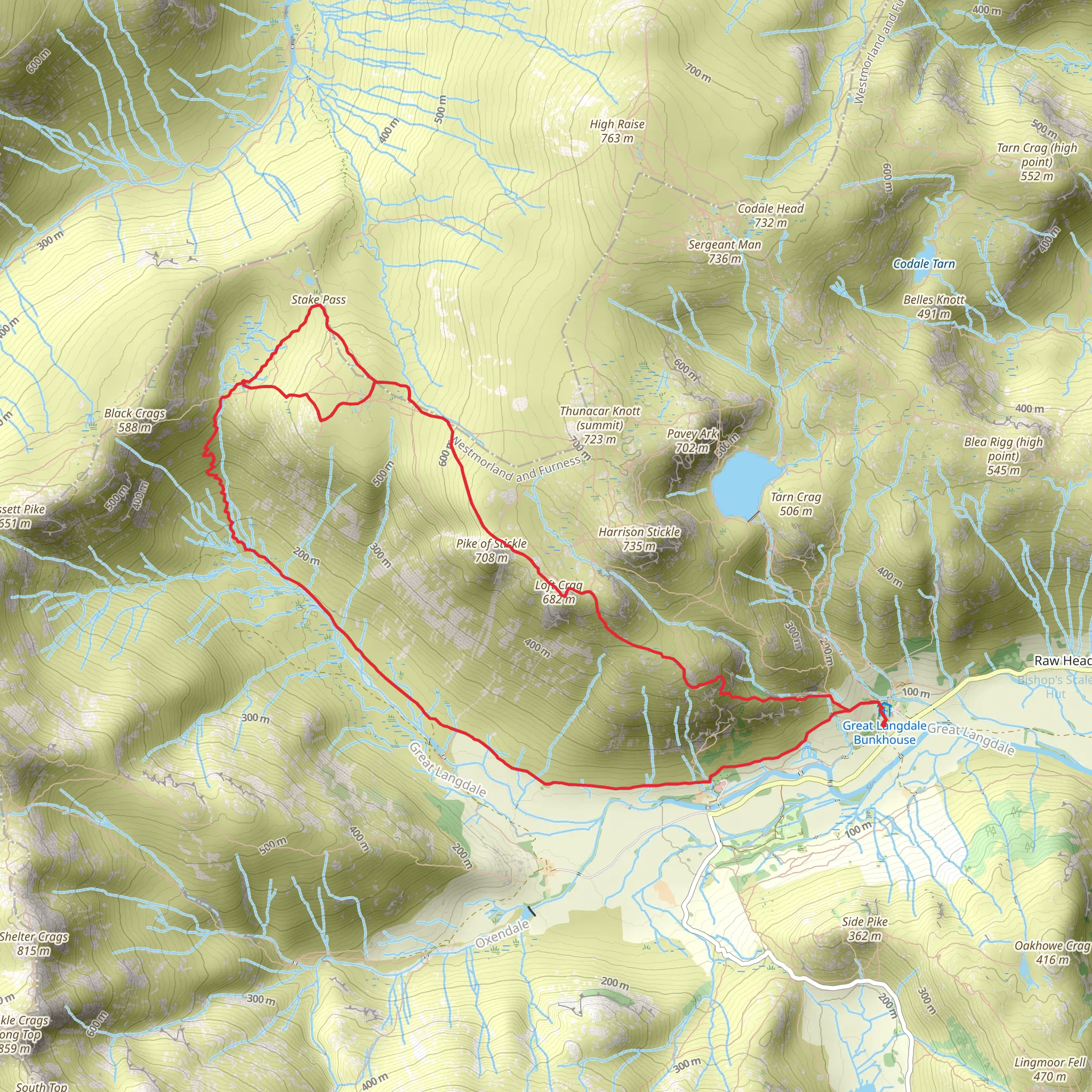 Loft Crag and Pike o'Stickle via Cumbria Way mobile static map