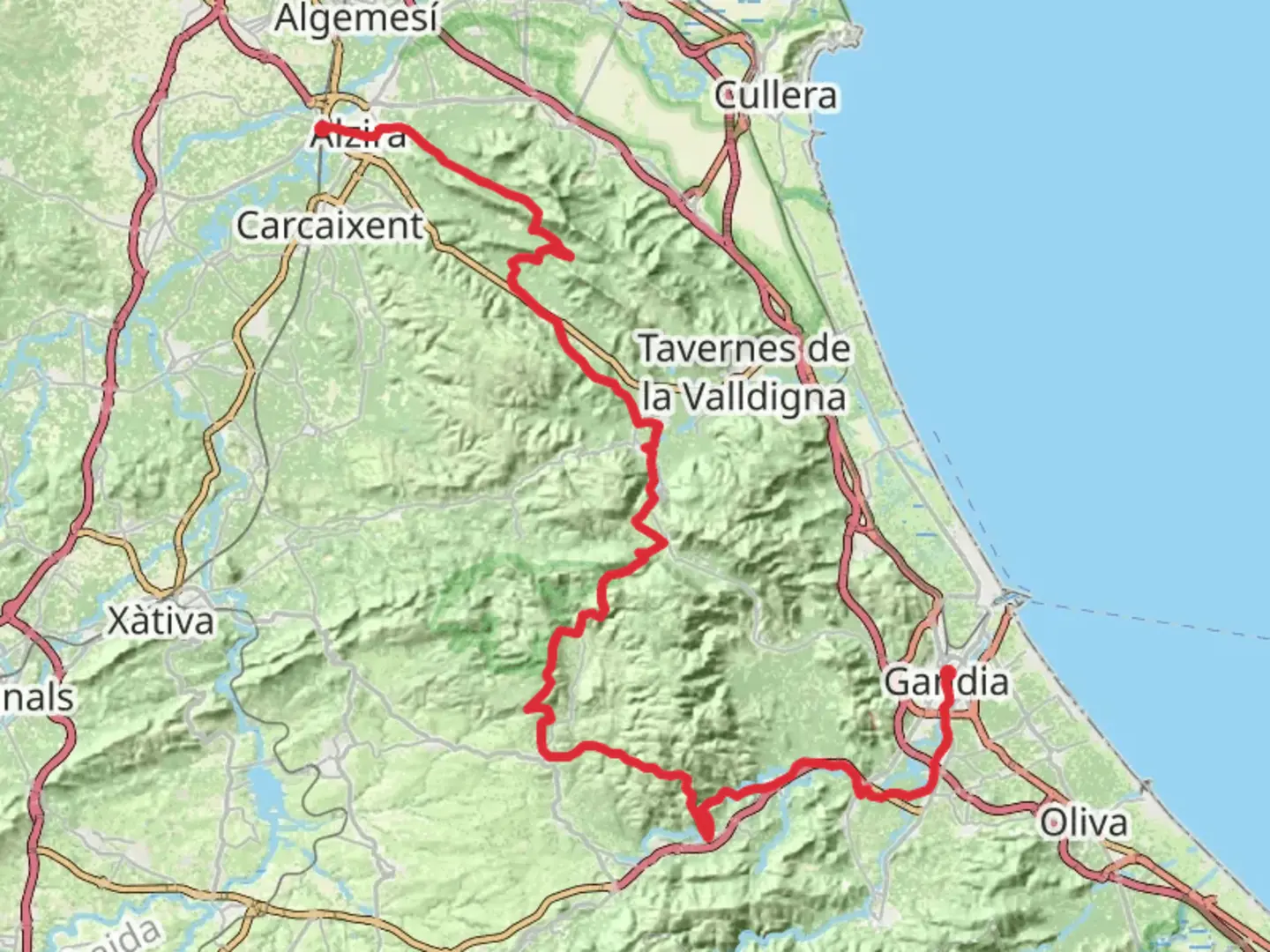 An image depicting the trail GR 236 - Ruta del Monestirs- El pas del Pobre and its surrounding area.