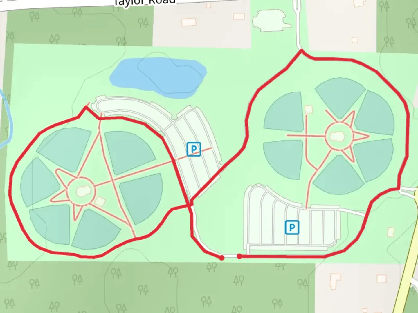 An image depicting the trail James O Oates Park Loop and its surrounding area.