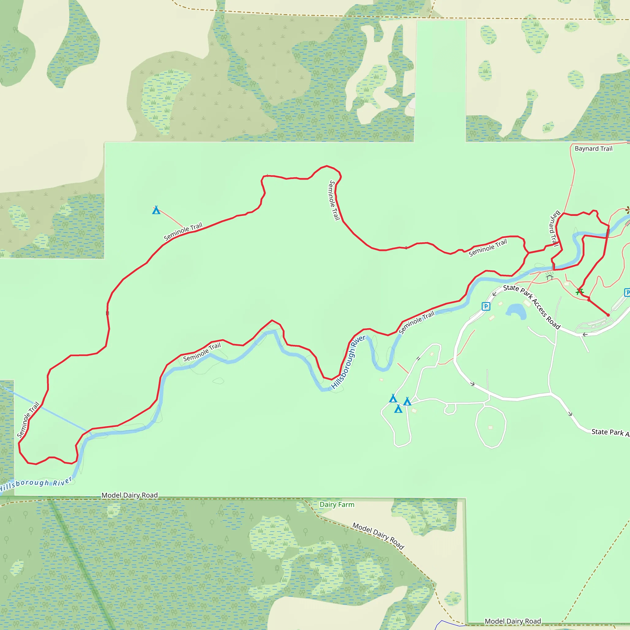 Baynard, Seminole and River Rapids Nature Loop Trail mobile static map