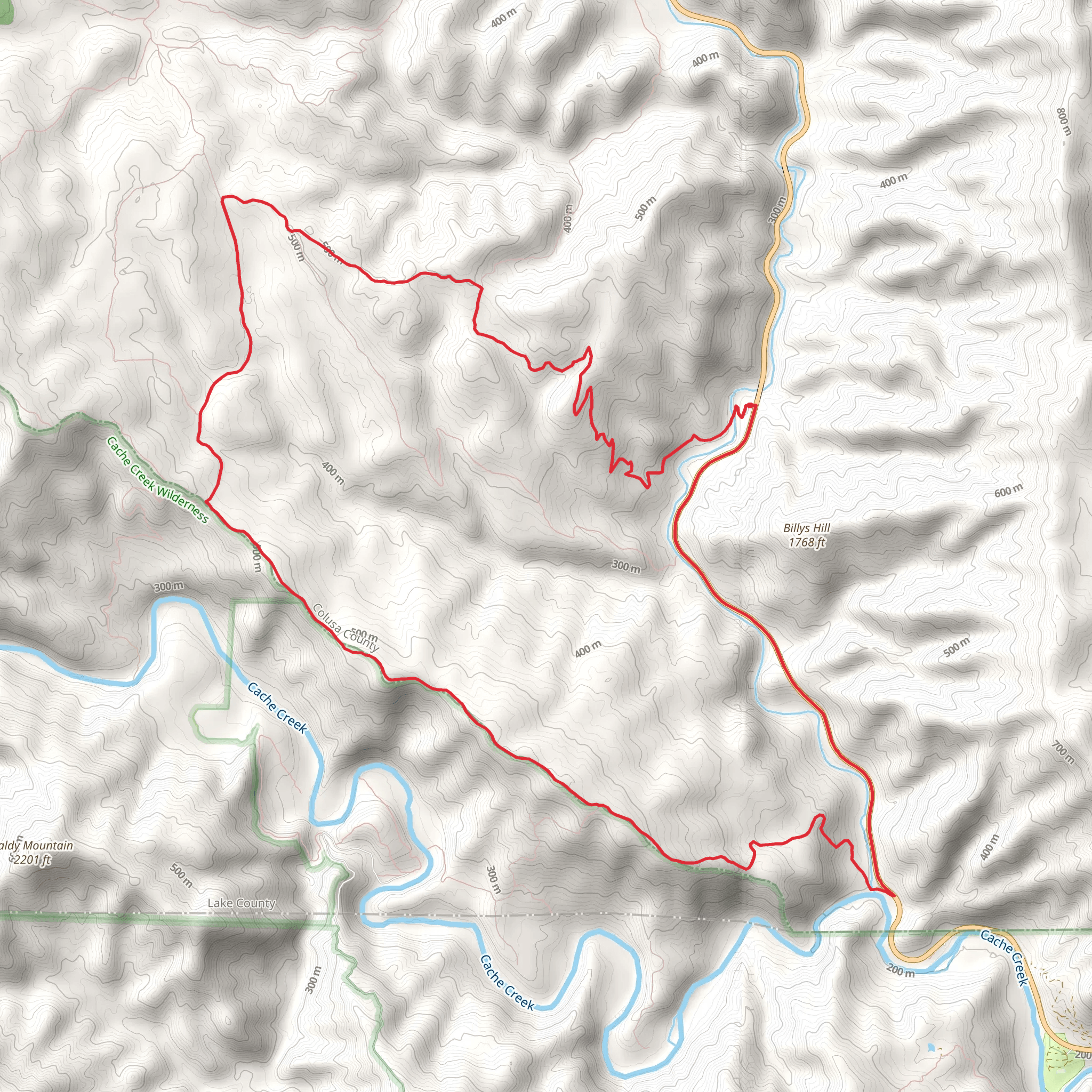 High Bridge, 3 Ponds and Cache Creek Ridge Loop Trail mobile static map