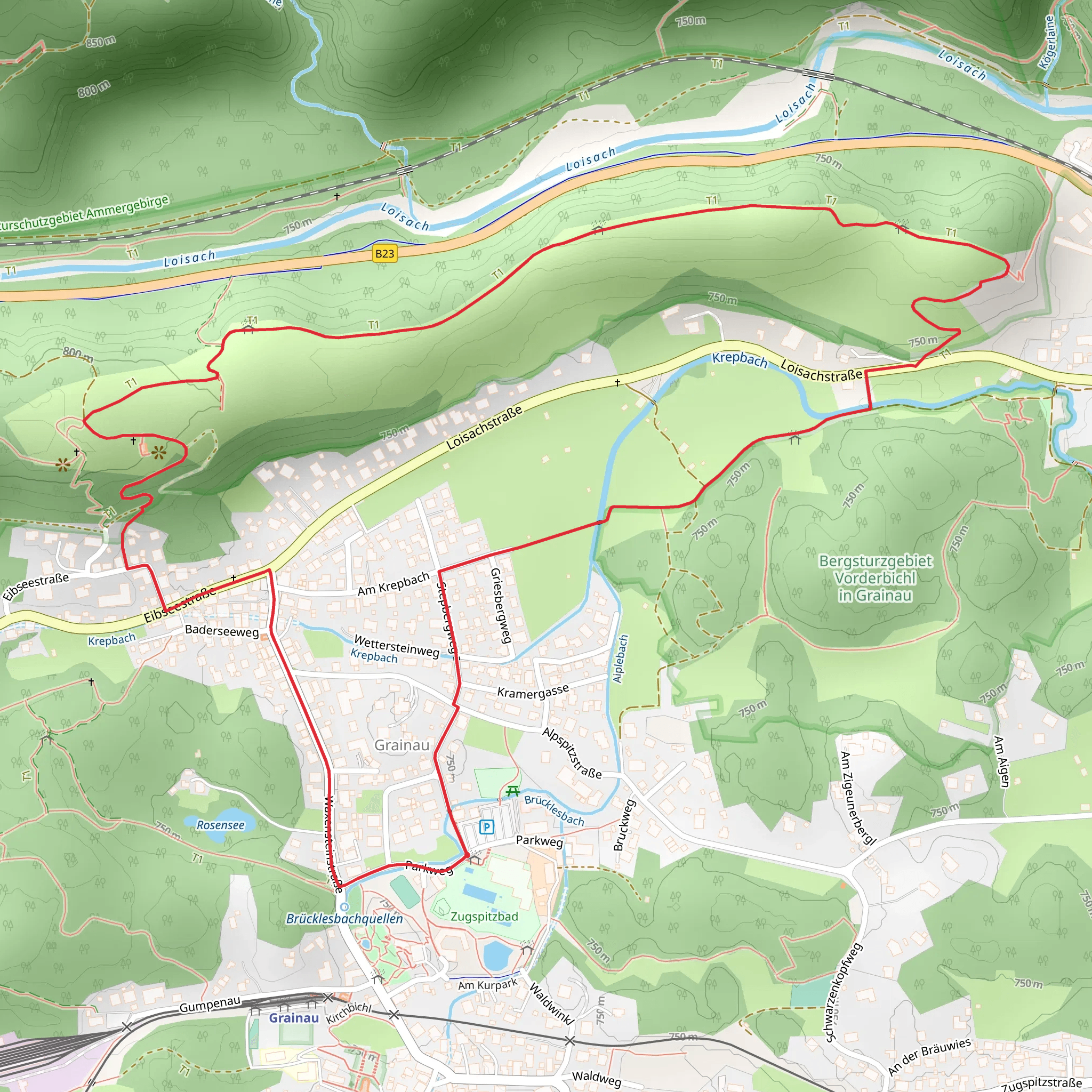 Untergrainau Loop mobile static map