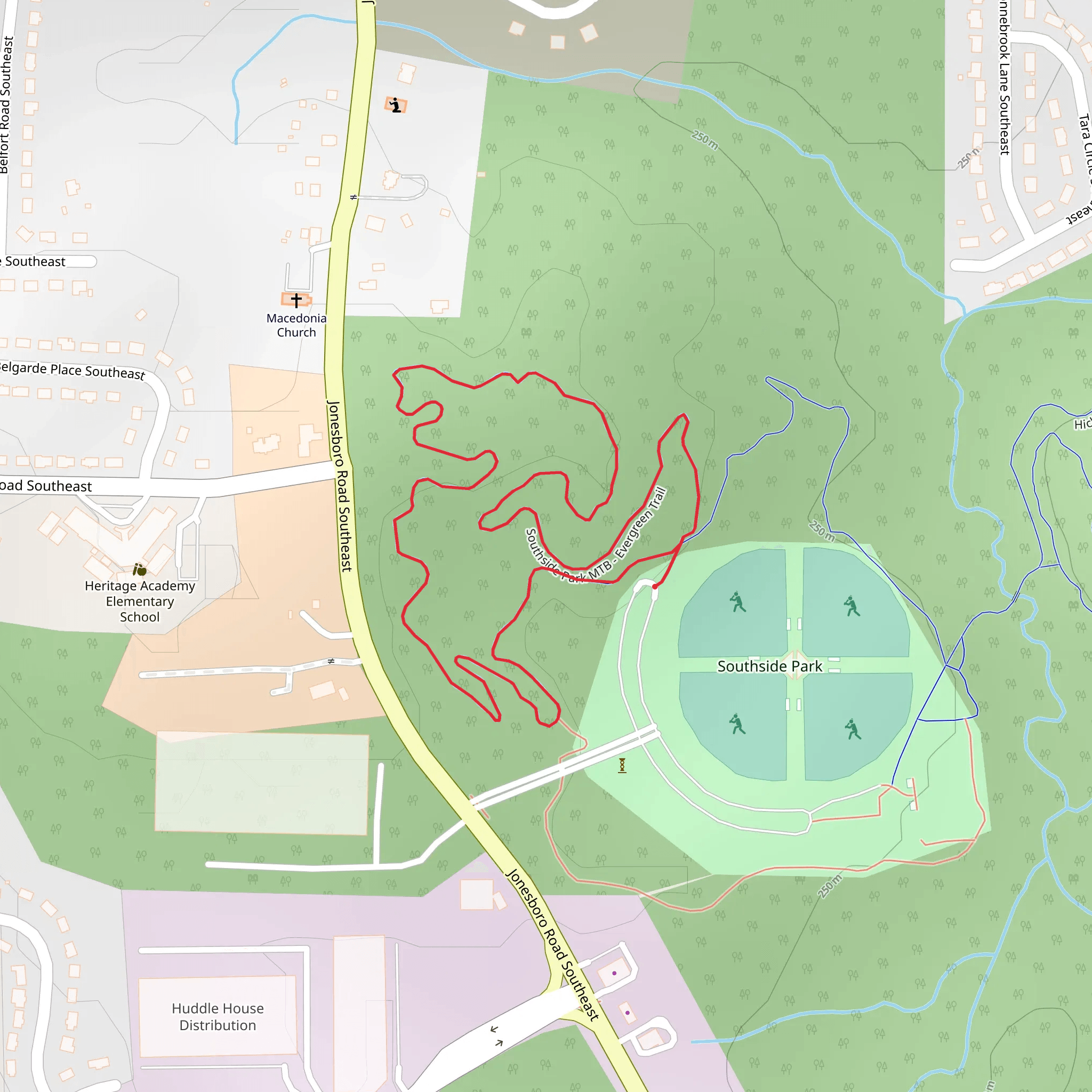 Southside Park - Evergreen Loop Trail mobile static map