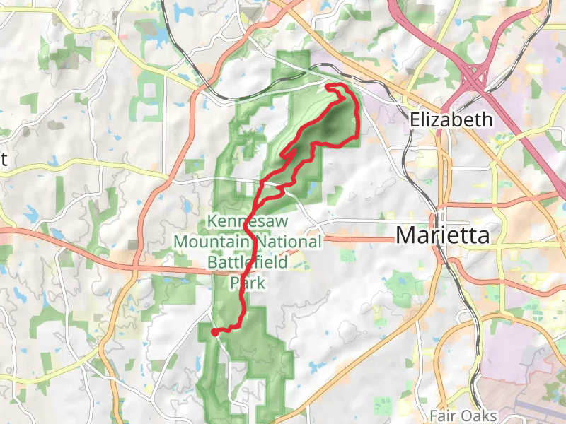 Cheatham Hill, Pigeon Hill, Little Kennesaw and Kennesaw Mountain Loop Trail