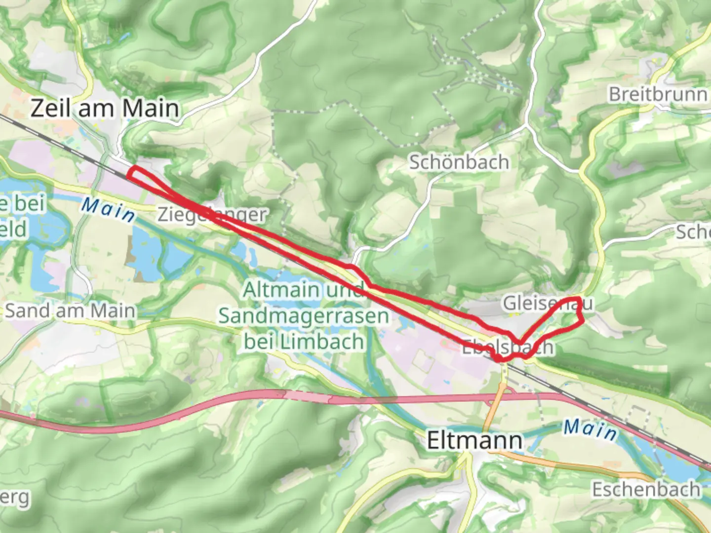 An image depicting the trail Eltman to Zeil Loop and its surrounding area.