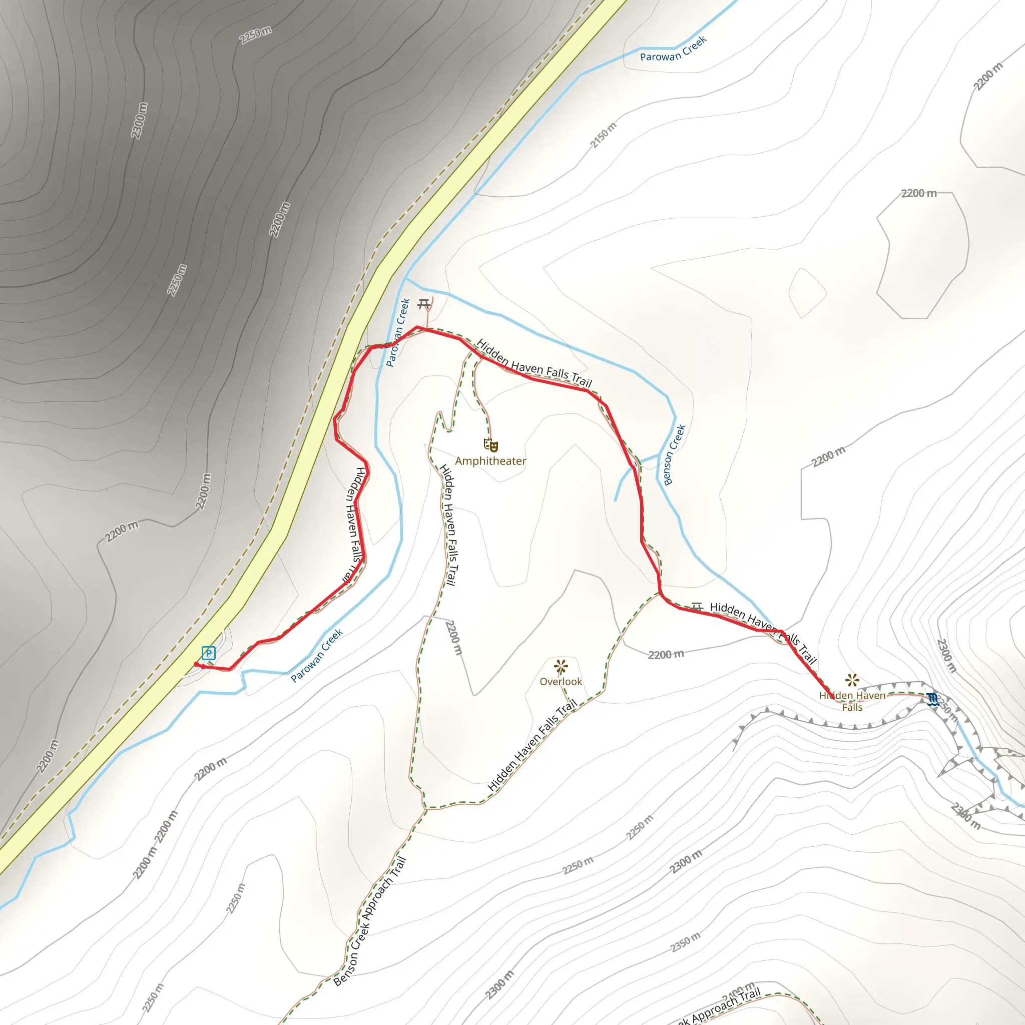 Hidden Haven Falls Trail mobile static map