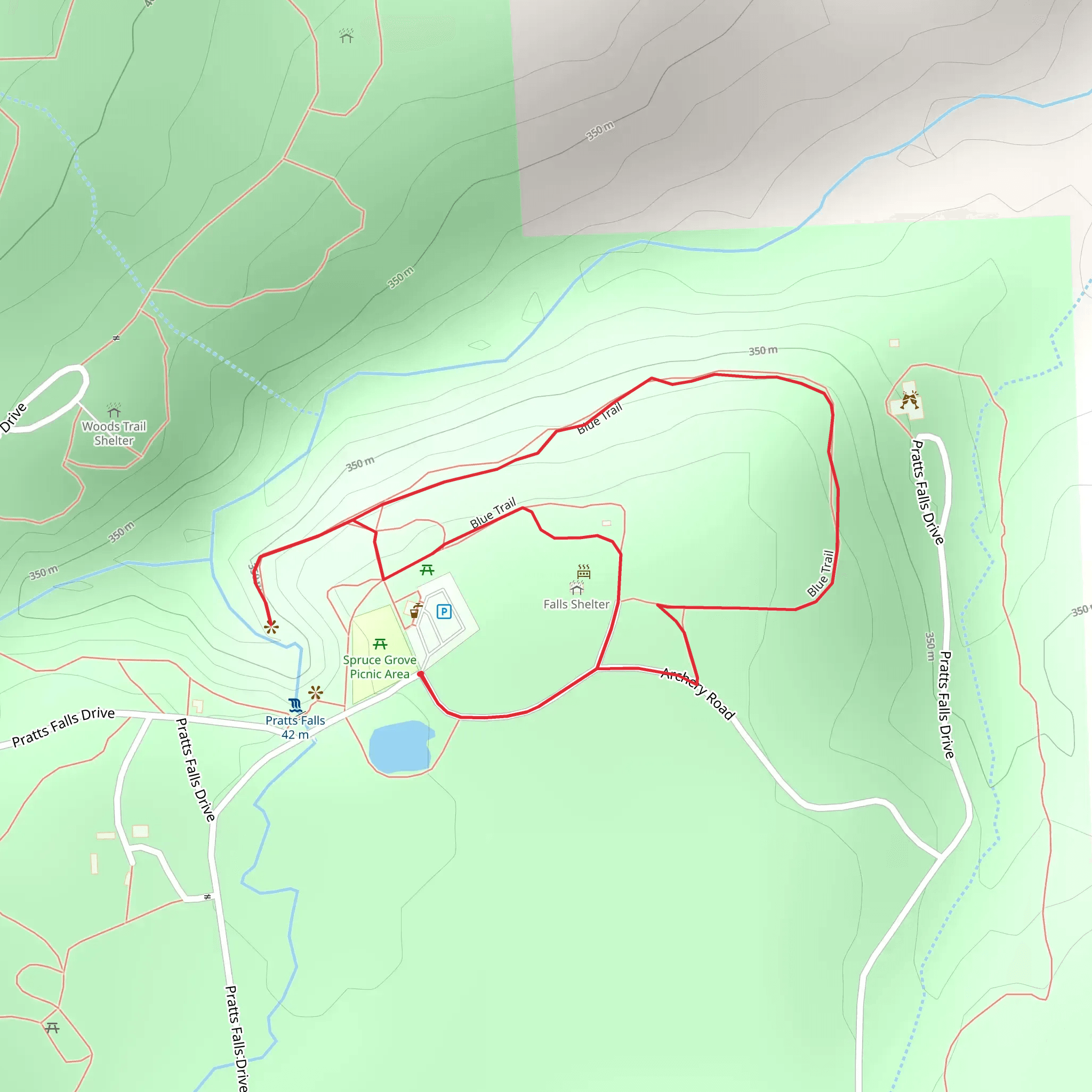 Blue Trail Loop from Pratts Falls Drive mobile static map