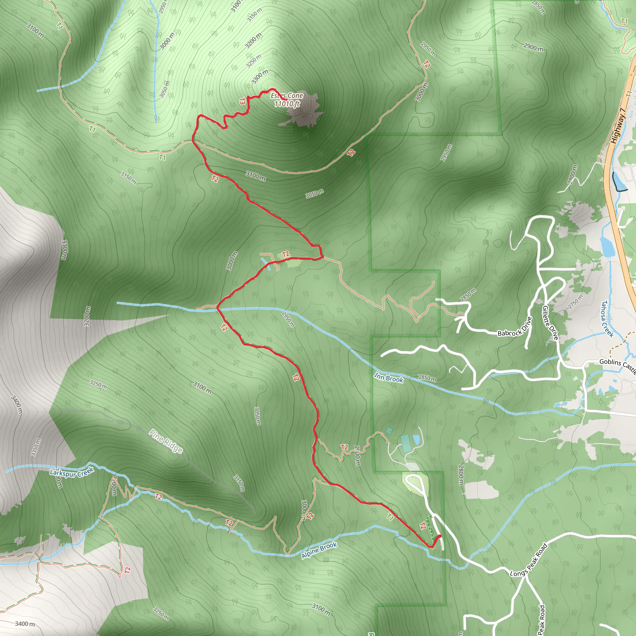 Estes Cone Trail mobile static map