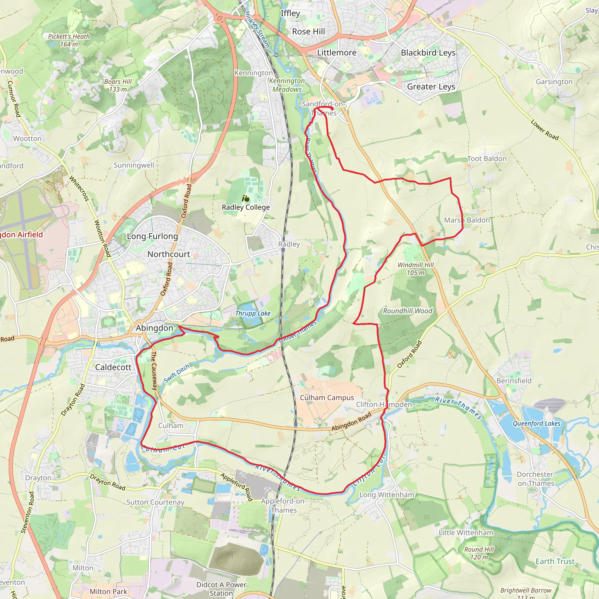 Sandford on Thames, Culham and Nuneham Courtenay Loop mobile static map