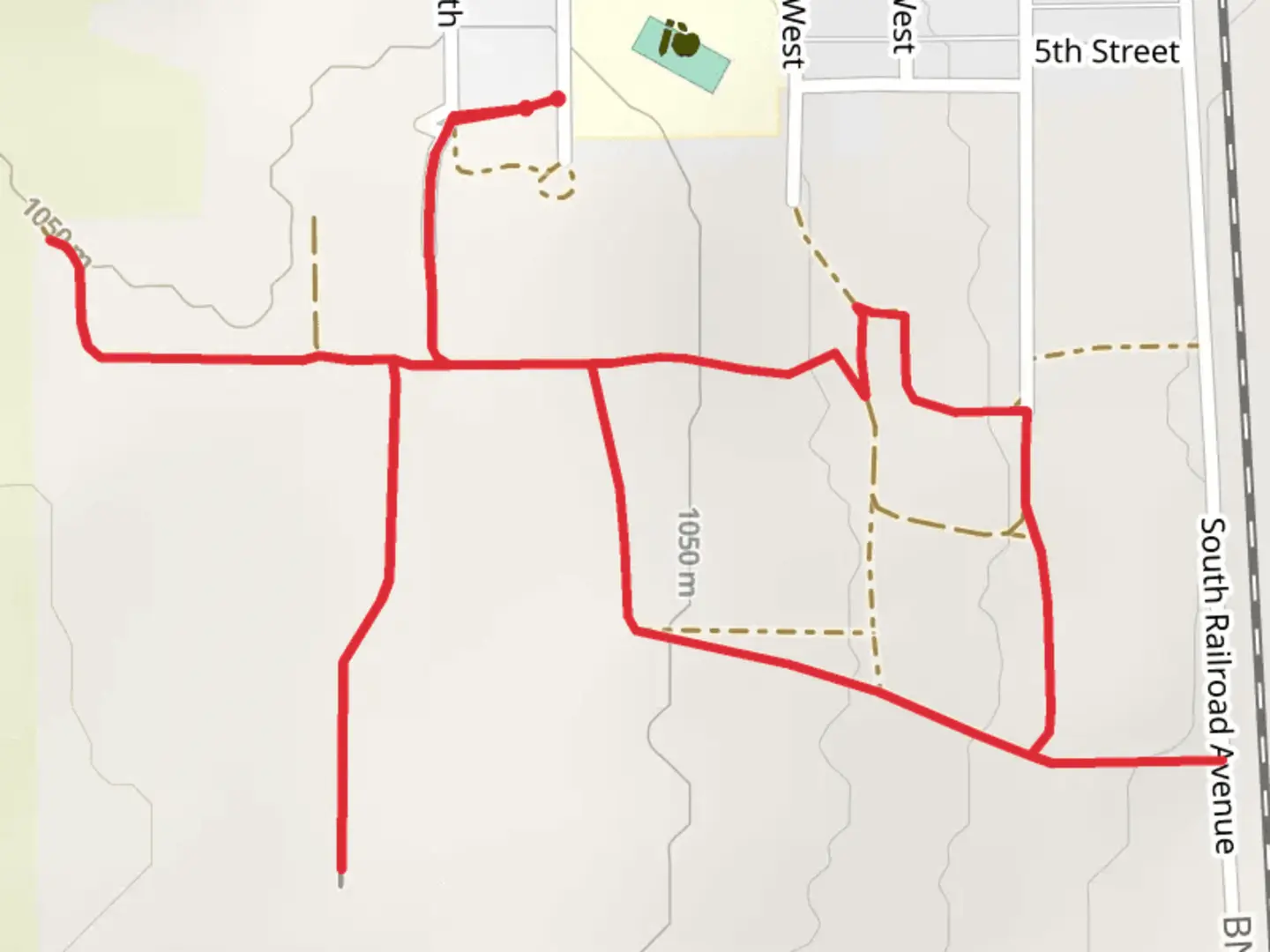 An image depicting the trail South Railroad Avenue Loop and its surrounding area.