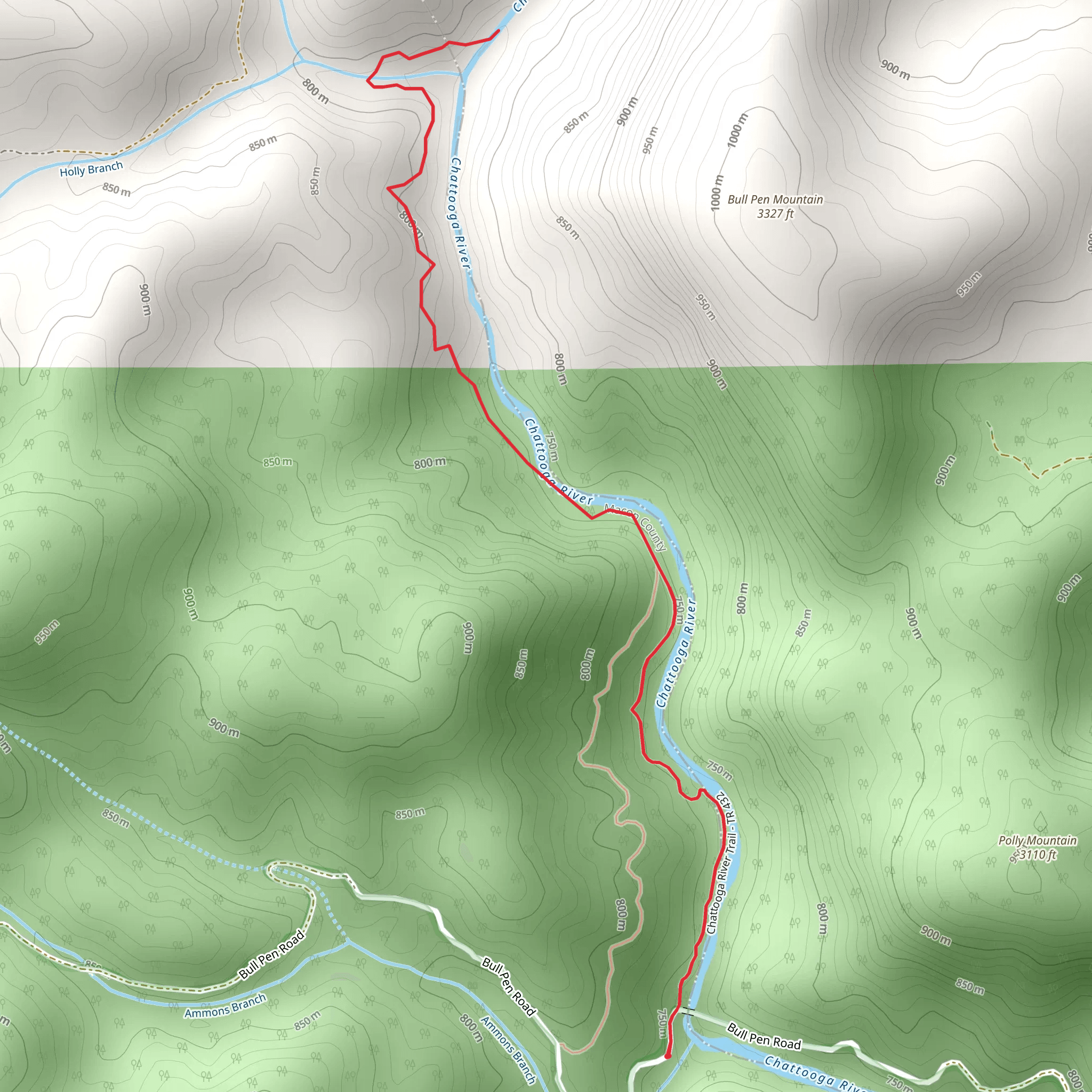 Chattooga River Out and Back mobile static map
