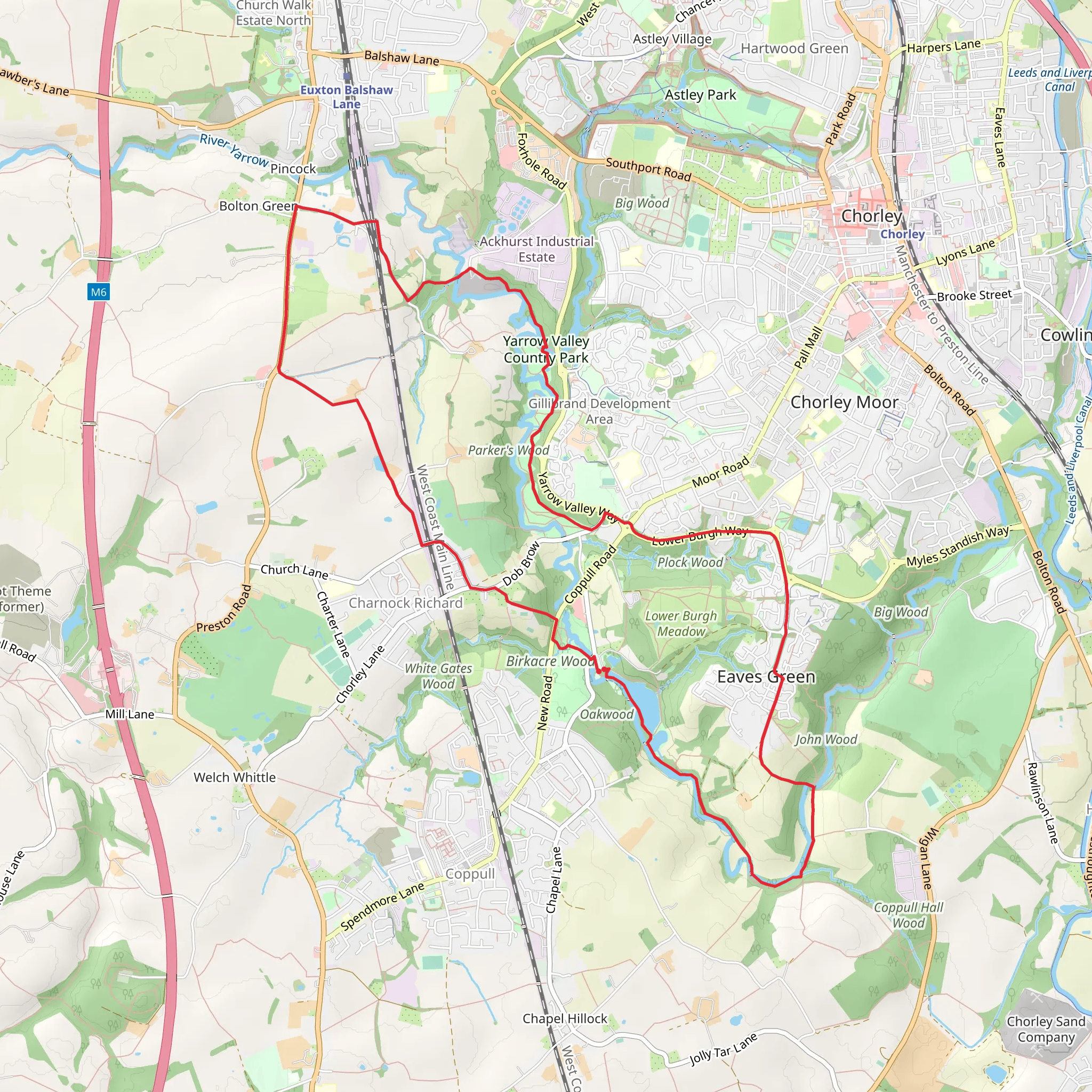 Yarrow Valley Country Park and Wallets Wood Loop mobile static map