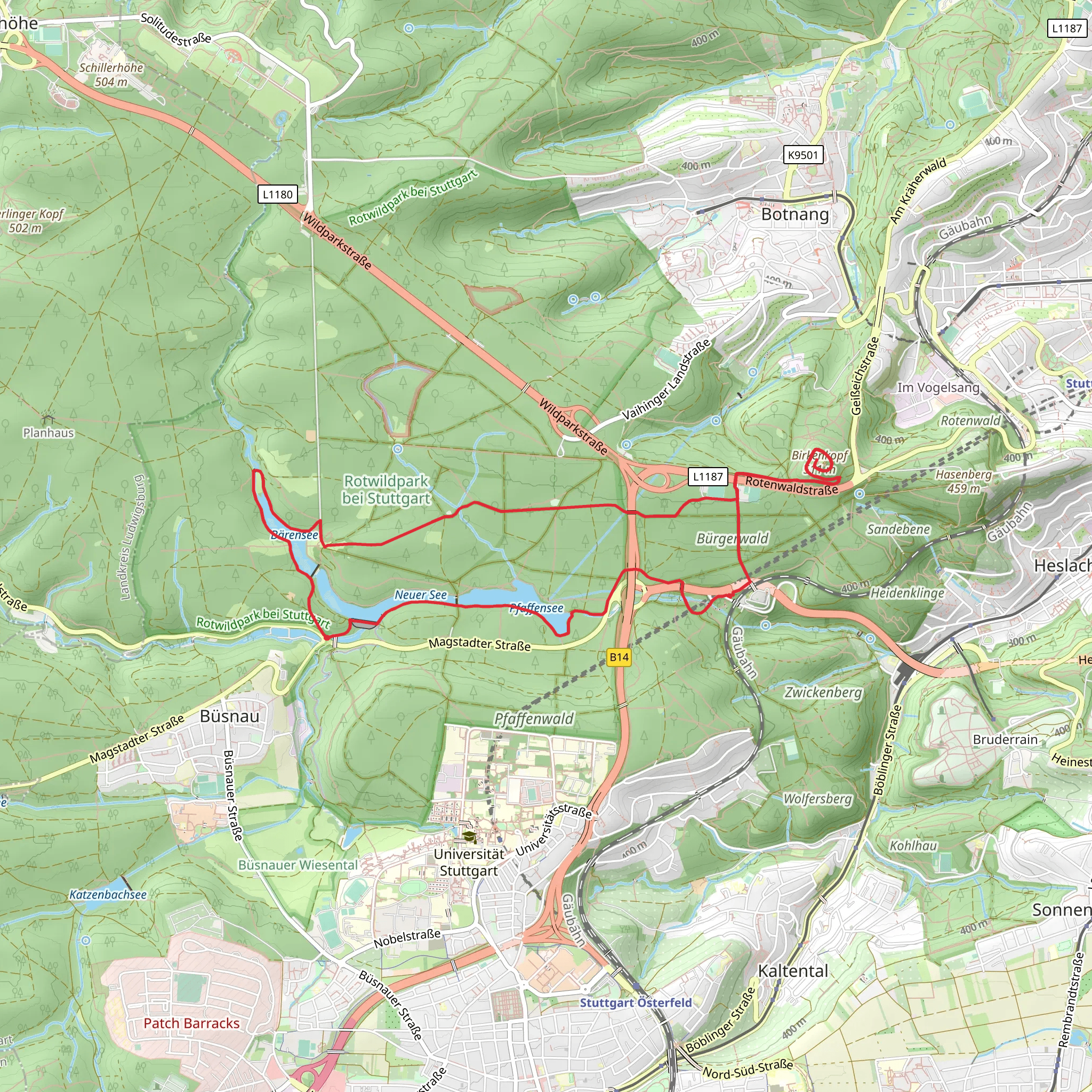 Pfaffensee and Birkenkopf Loop mobile static map