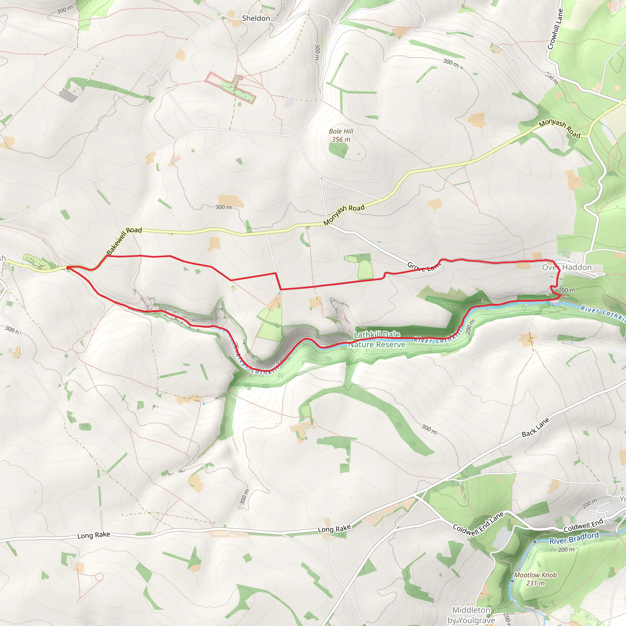 Over Haddon Country Park and Lathkill Dale Nature Reserve mobile static map