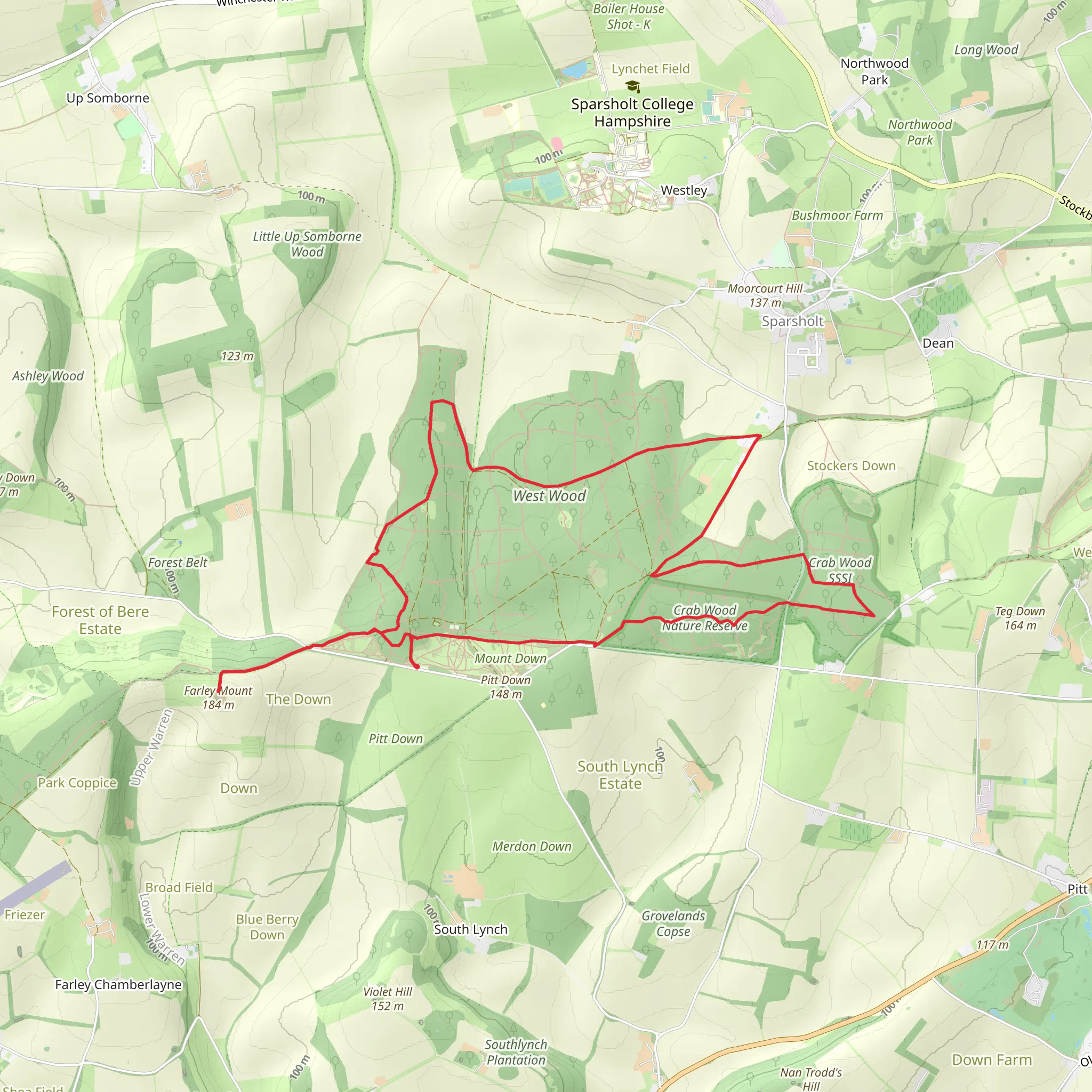 Farley Mount Country Park Loop mobile static map