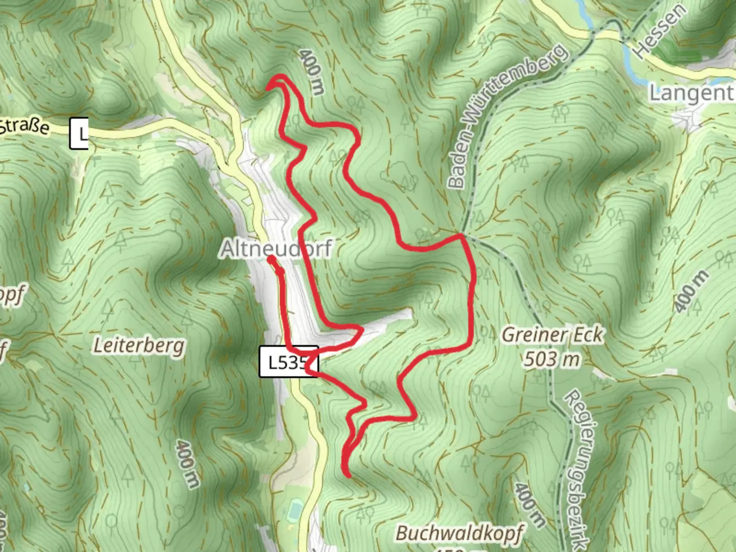 An image depicting the trail Baeckermaedel Weg and its surrounding area.