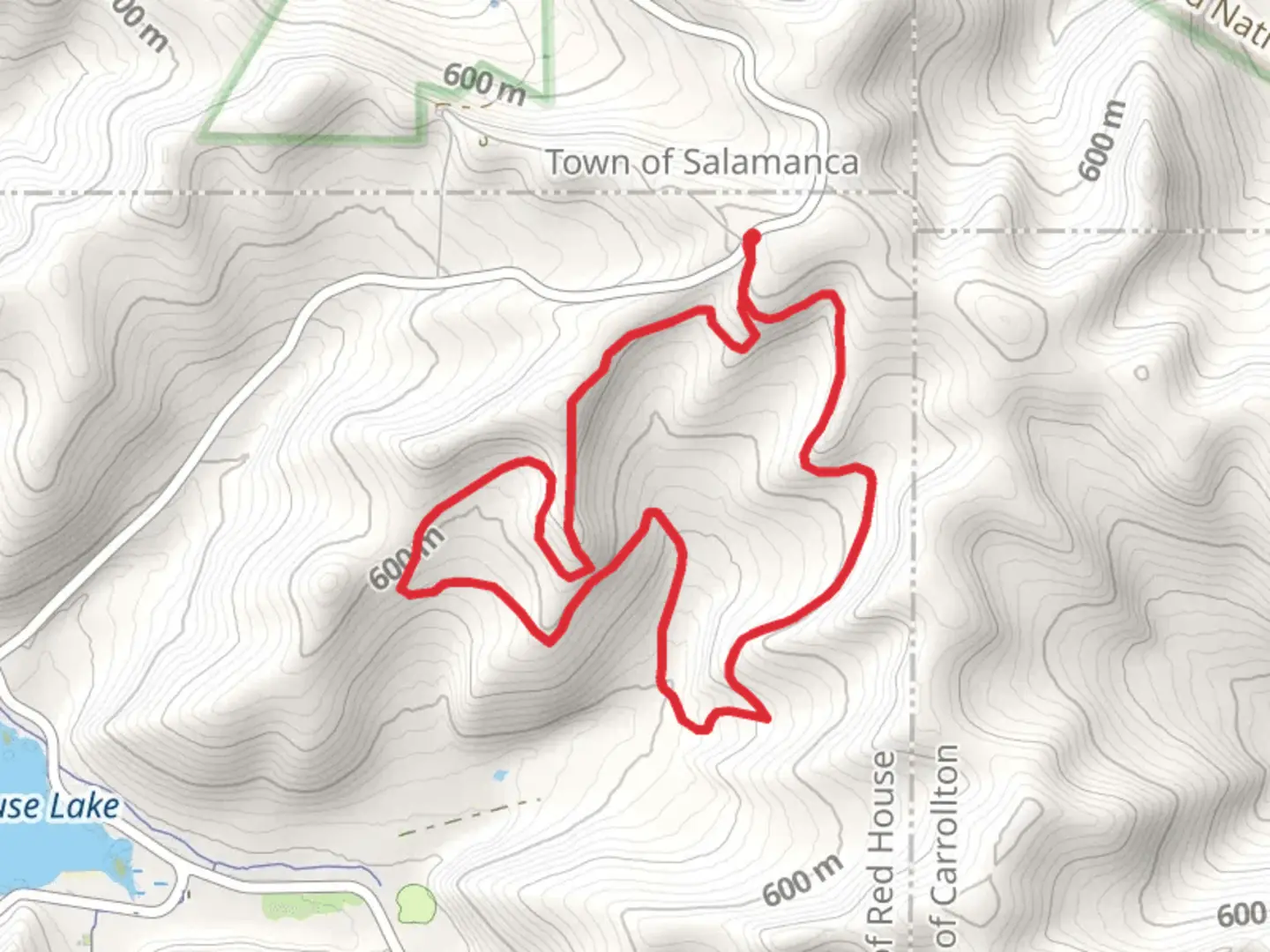An image depicting the trail Snowsnake Run and Patterson Trail Loop and its surrounding area.